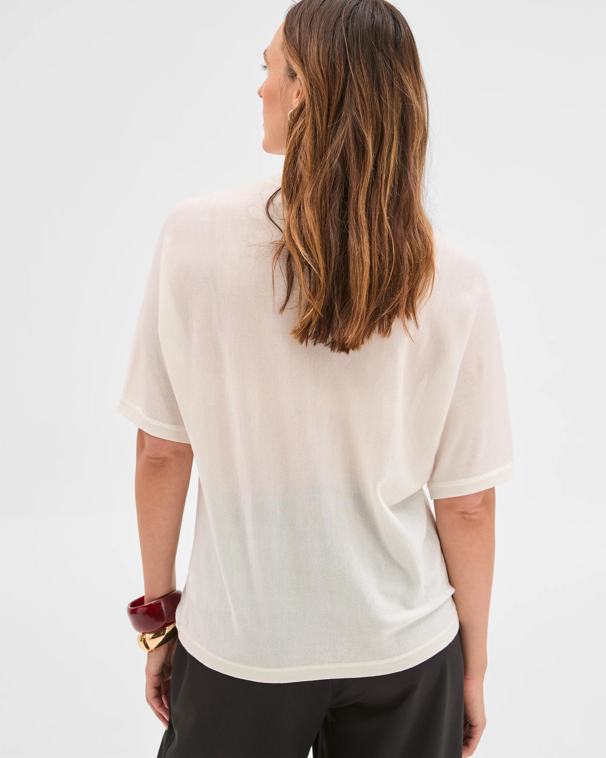 5 Preview Tencel/Merino Blend Lightweight Knit T-Shirt WHITE, 5 of 5