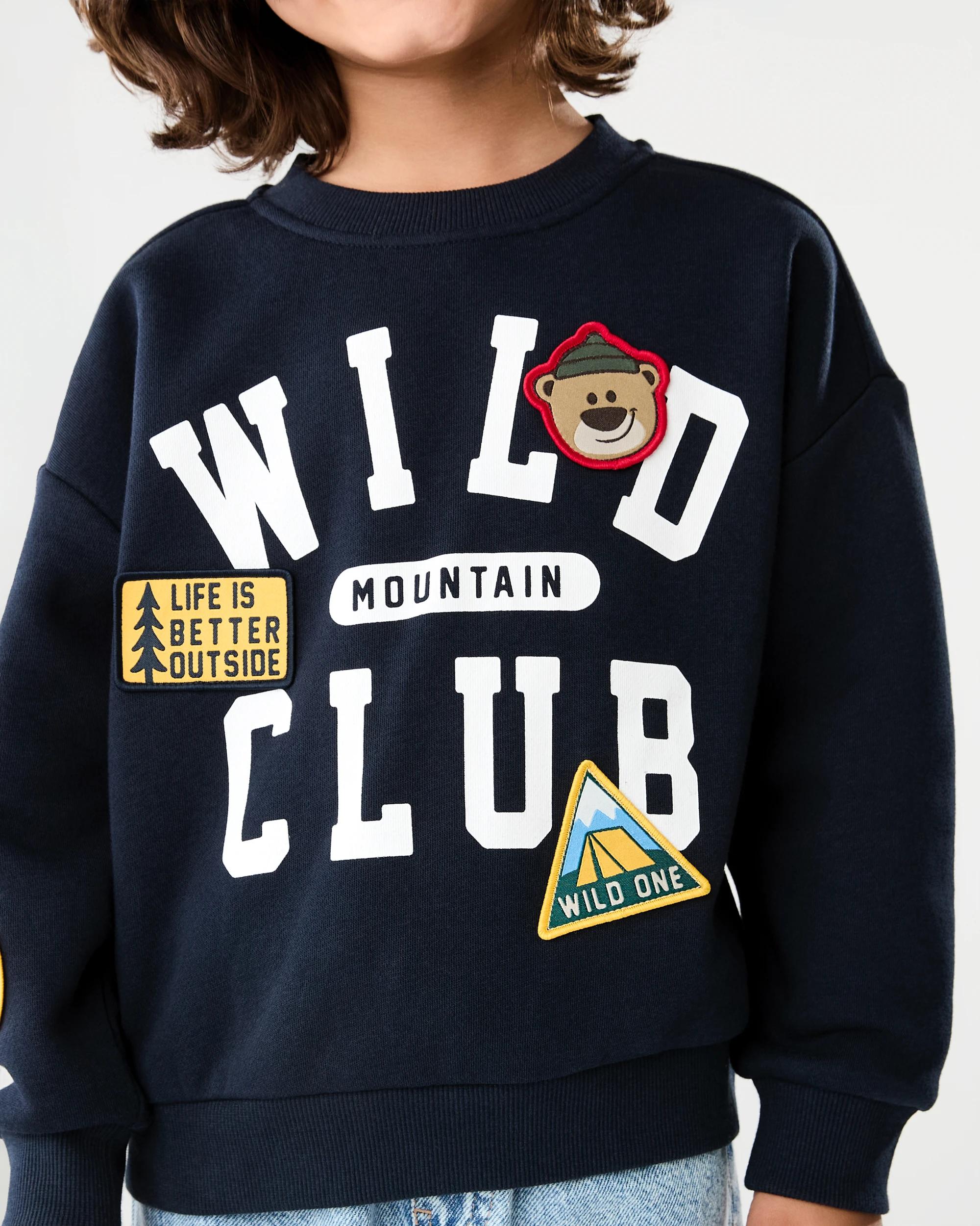 4 Oversized Print Crew Neck Sweatshirt Nvy Nature, 4 of 7