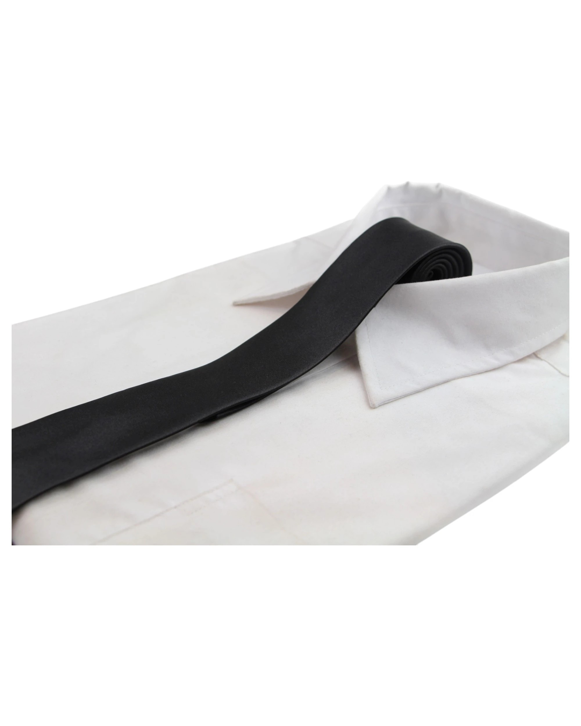 1 Zasel Mens 5cm Skinny Plain Neck Tie - Black, 1 of 1