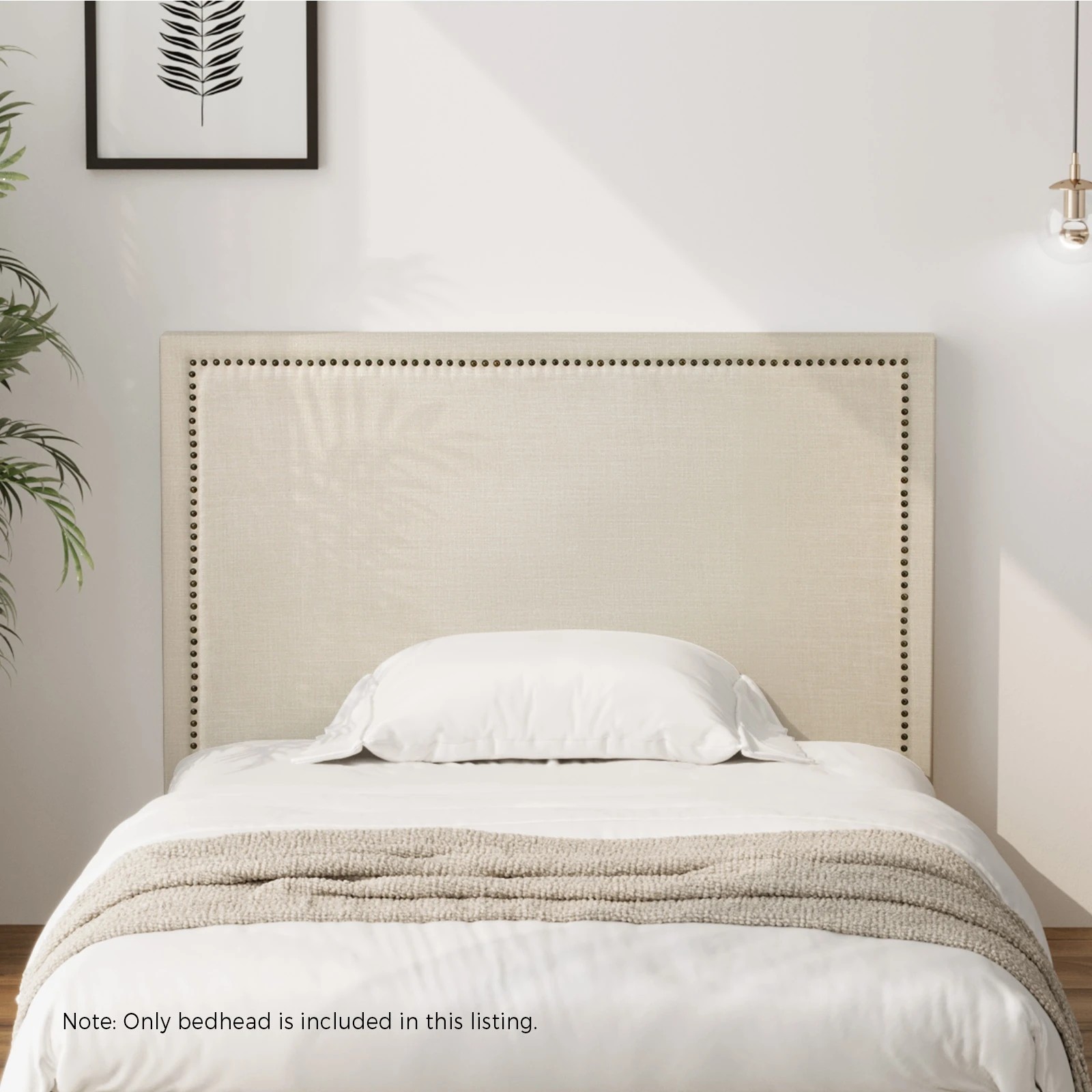 9 Oikiture Single Bed Headboard Bedhead Bedroom Furniture
 - Beige, 9 of 10