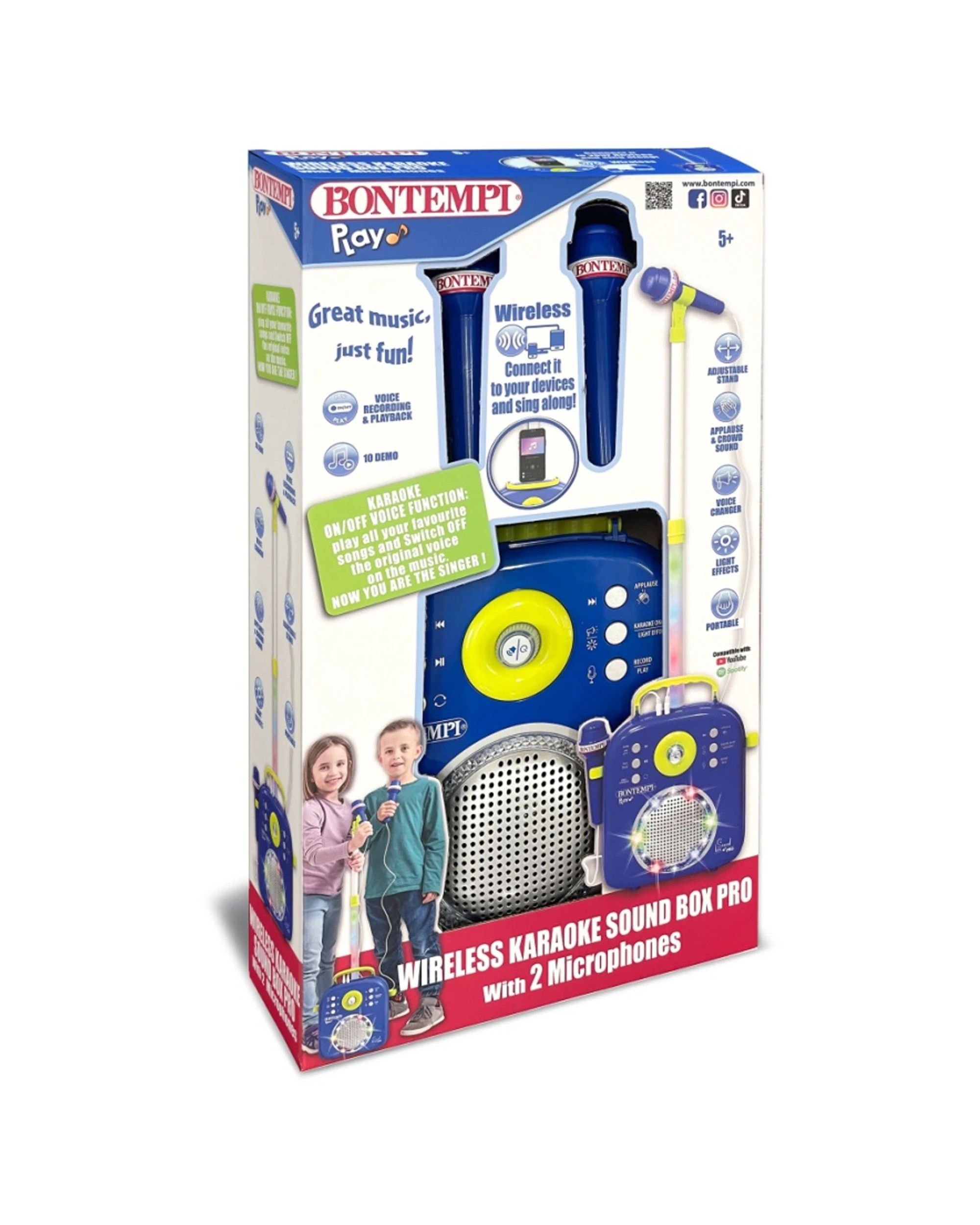 3 Bontempi Karaoke Wireless Sound Box With 2 Microphones And Light Effects - Blue, 3 of 3