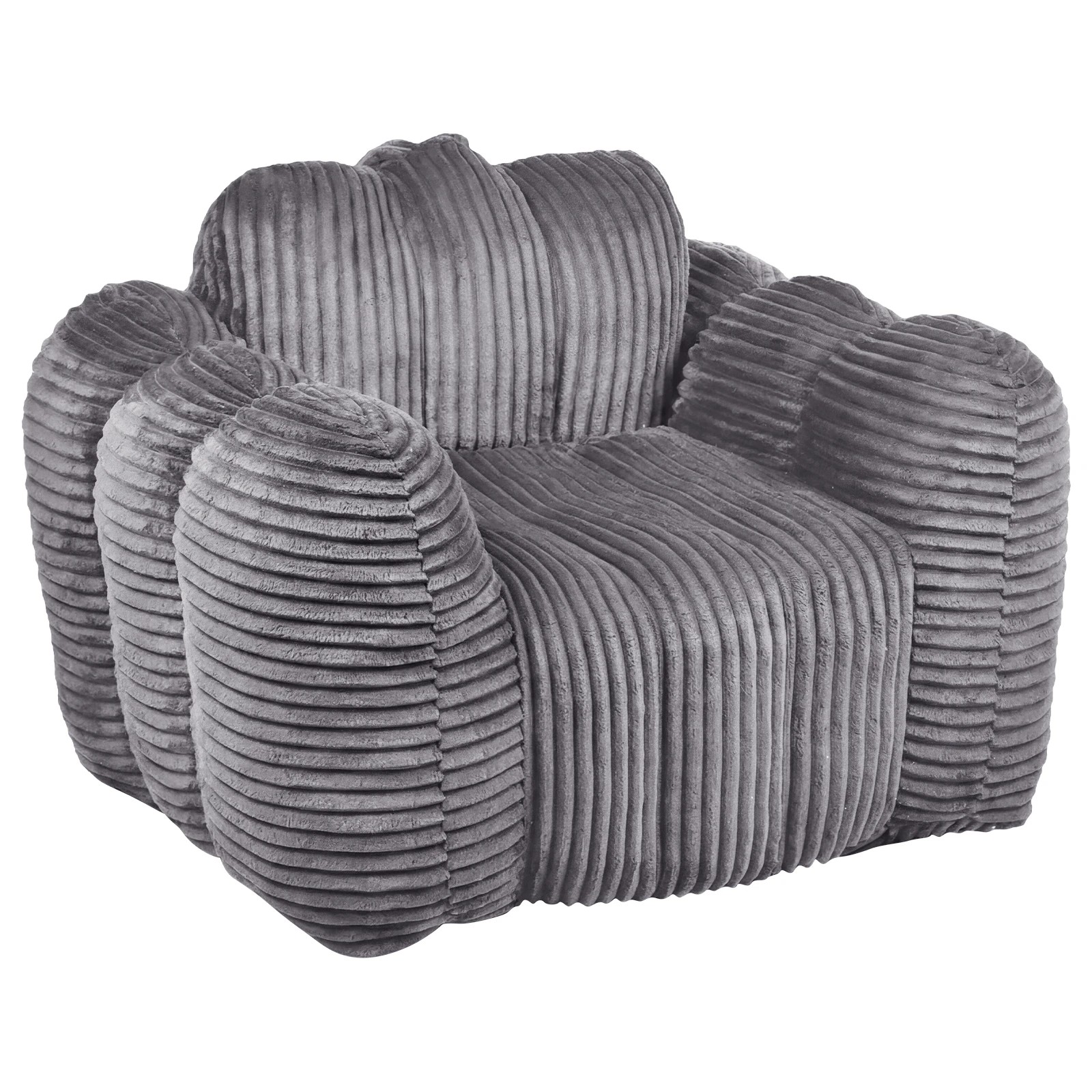 1 Advwin Bean Bag Chair Sofa w/ Armrests & Handle Cloud Shaped Corduroy Lazy Floor Sofa - Grey, 1 of 7