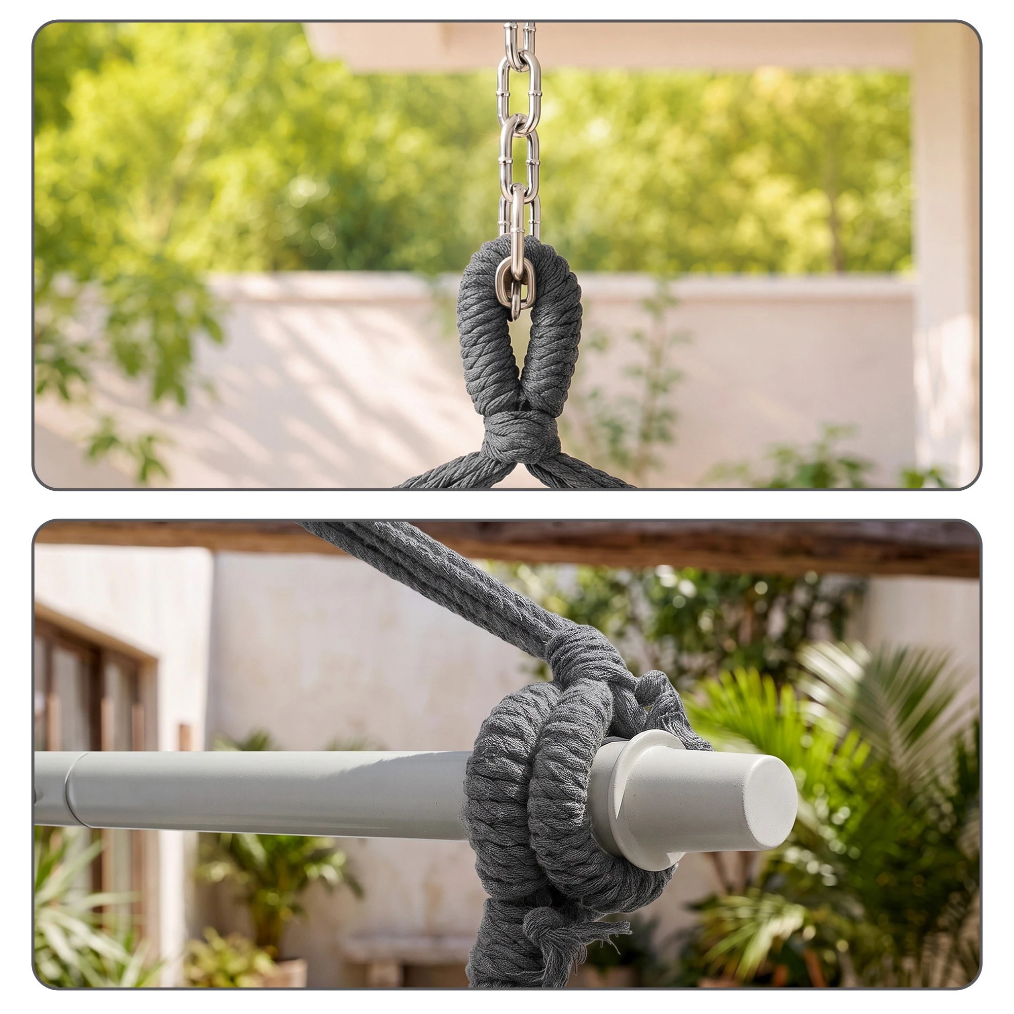 5 Gardeon Hammock Chair Camping Macrame Hanging Swing with Cushions Tassels 120kg Capacity - Grey, 5 of 8