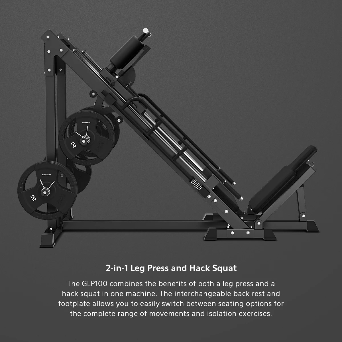 3 LSG GLP100 Seated Leg Press & Hack Squat Machine Machine - Black, 3 of 9