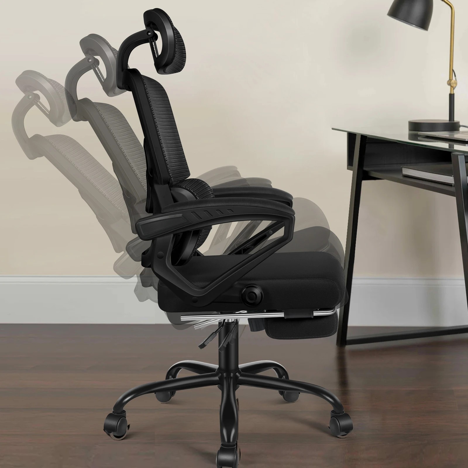 9 Alfordson Mesh Office Chair Racing Ergonomic Executive Computer Recliner Work - Black, 9 of 10