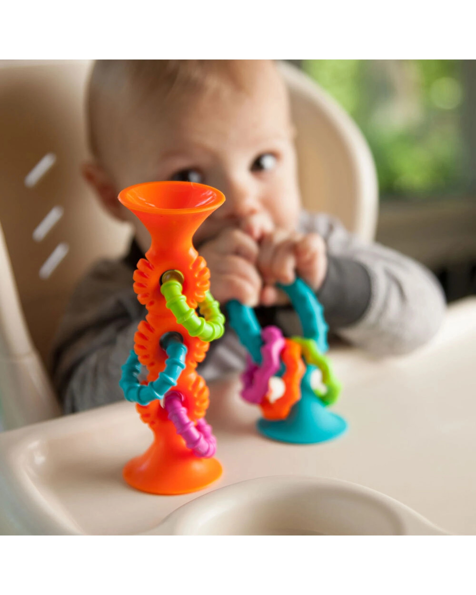 7 Fat Brain Toy Co PipSquigz Loops Sensory Toy Silicone Suction Cups - Orange, 7 of 8