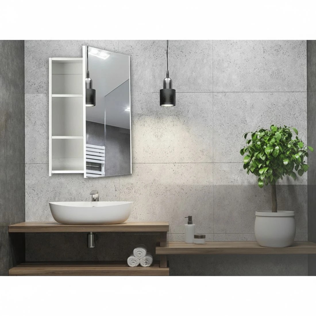 2 Cefito Bathroom Mirror Cabinet 450x720mm - White, 2 of 5