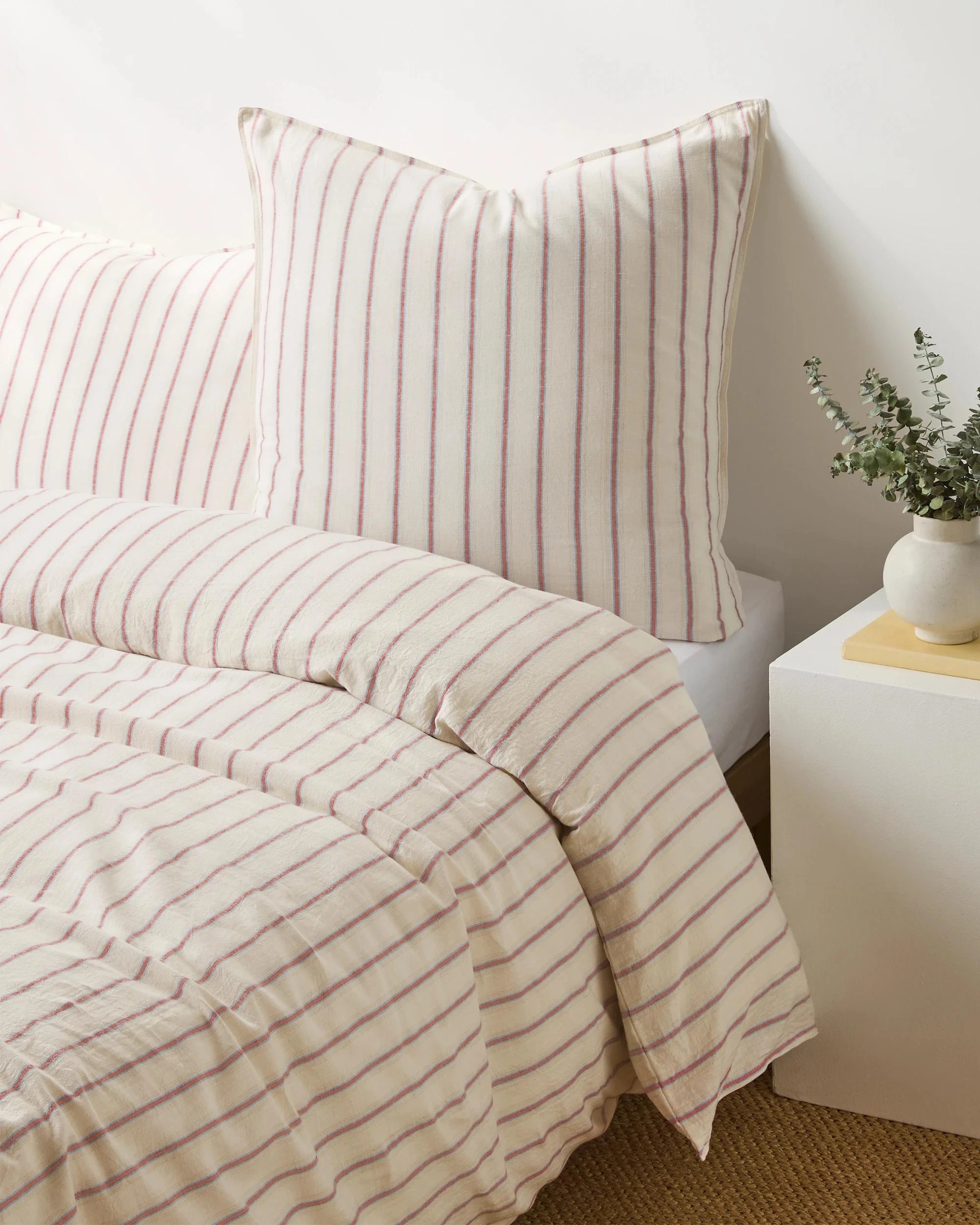 1 Target Nautical Stripe Linen/Cotton European Pillowcase - Queen Bed - White, 1 of 2