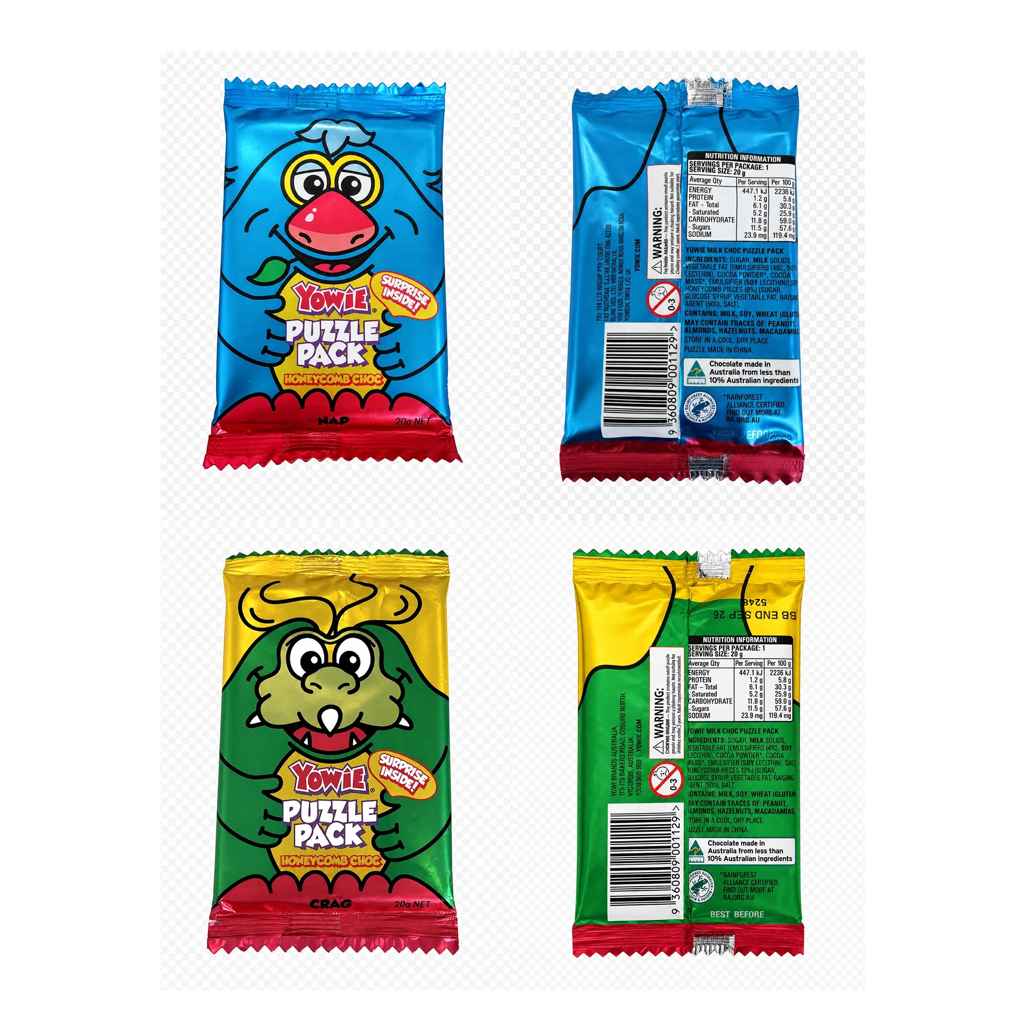 2 Yowie Puzzle Pack Honeycomb Choc 20g - Assorted, 2 of 10