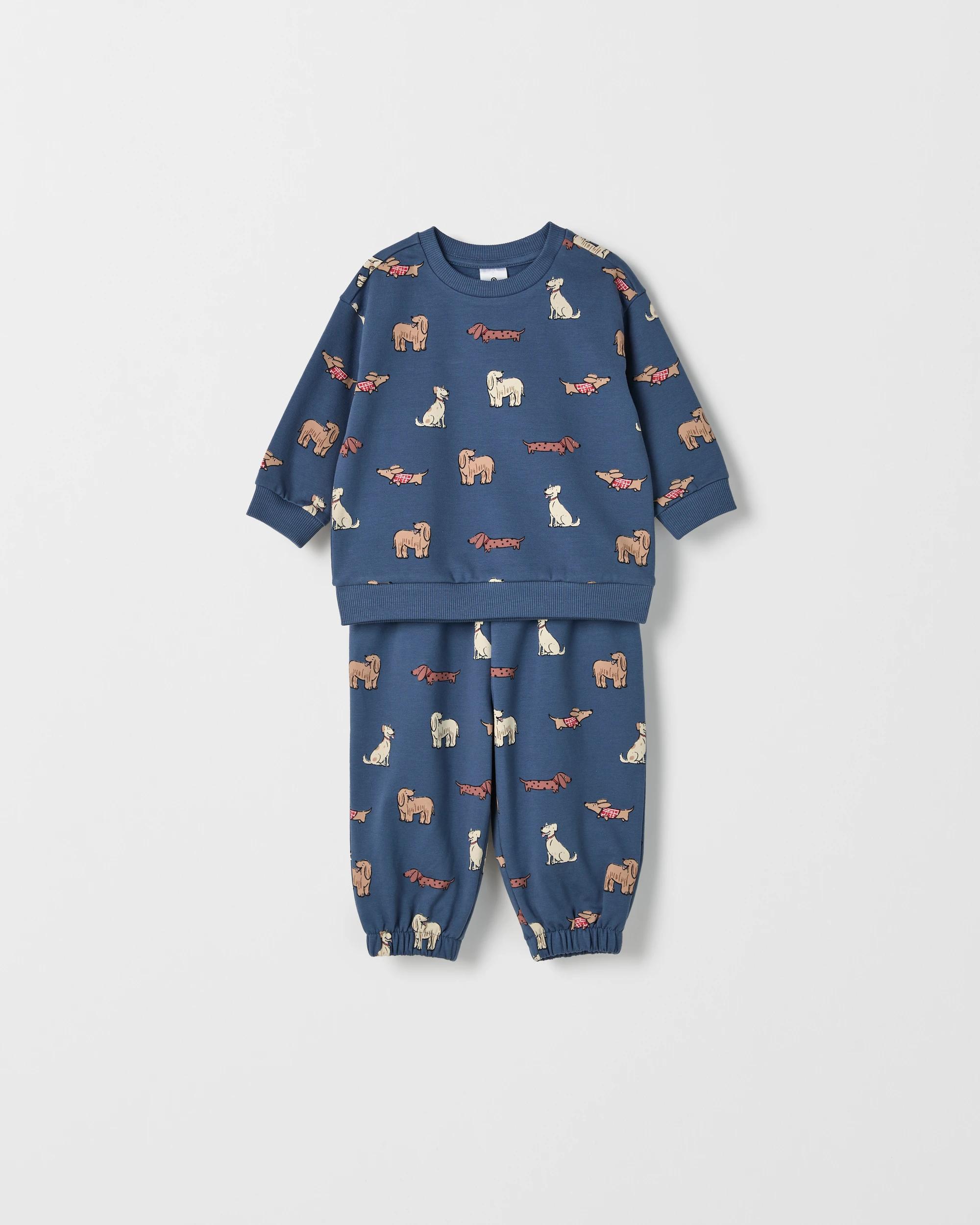 4 Target Baby Organic Cotton Fleece Jumper & Pants Set PUPPIES, 4 of 6