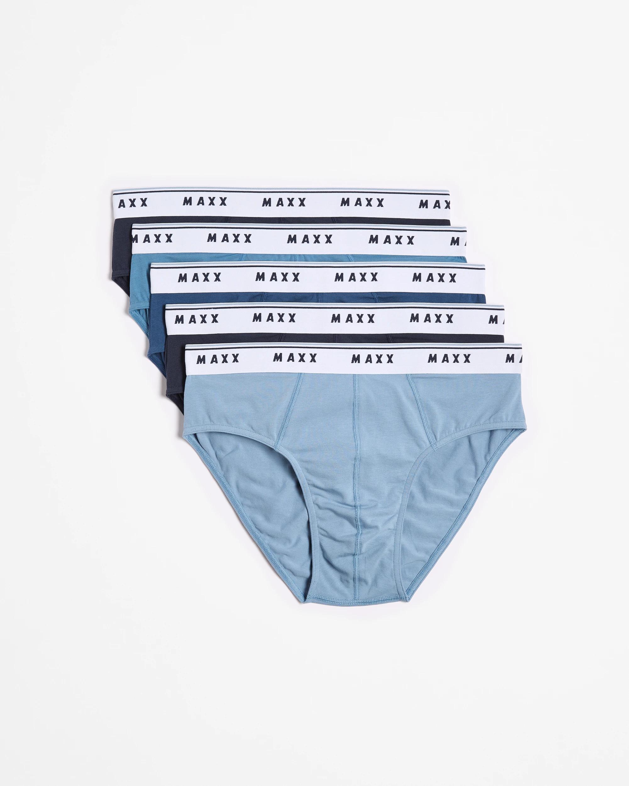 1 Mens Australian Cotton Blend Hipster Briefs 5 Pack - Maxx BLUES, 1 of 5