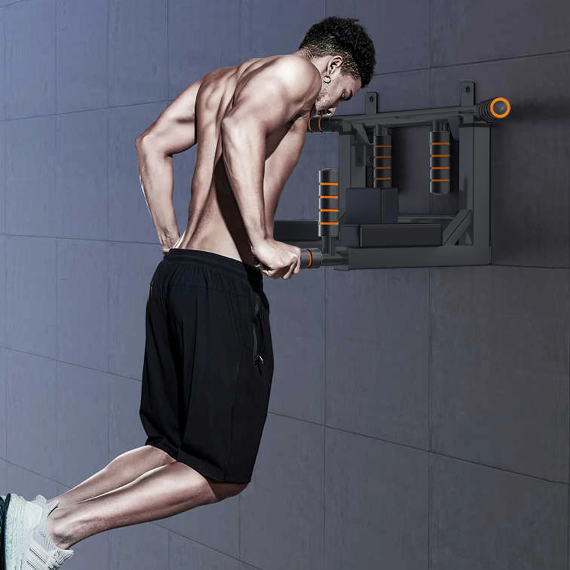 8 Fitness Master Heavy Duty 2 In 1 Chin Up Bar Multi Wall Mounted Adjustable Knee Raise Pull Up Chin Up Bar Dips Station, 8 of 10