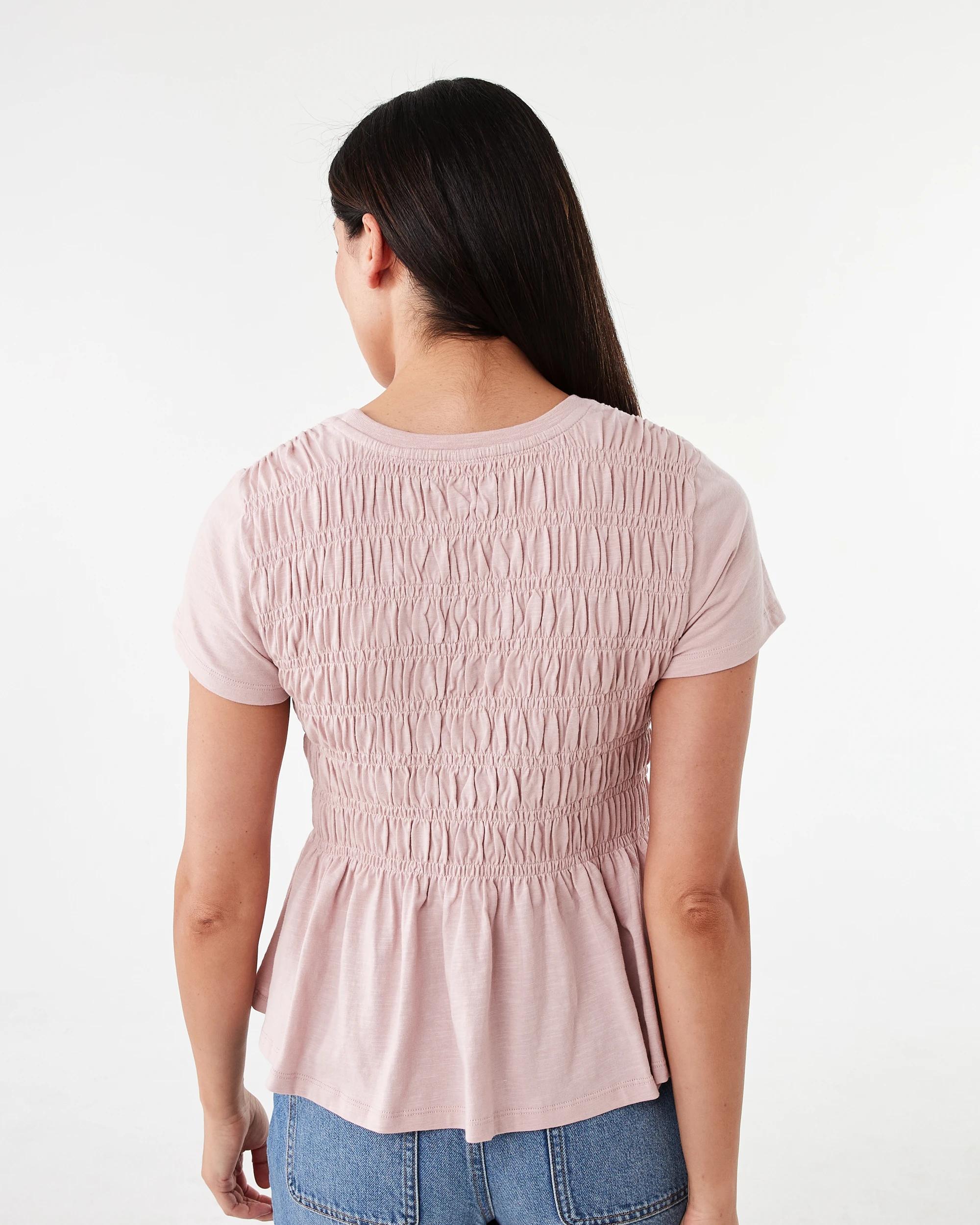 3 Short Sleeve Shirred Top Soft Prpl, 3 of 6