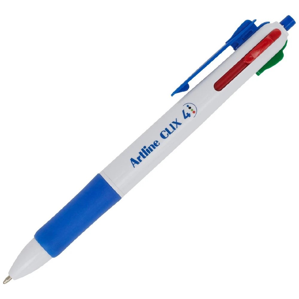 1 Artline Clix 4 Colour Retractable Ballpoint Pen White Barrel, 1 of 3