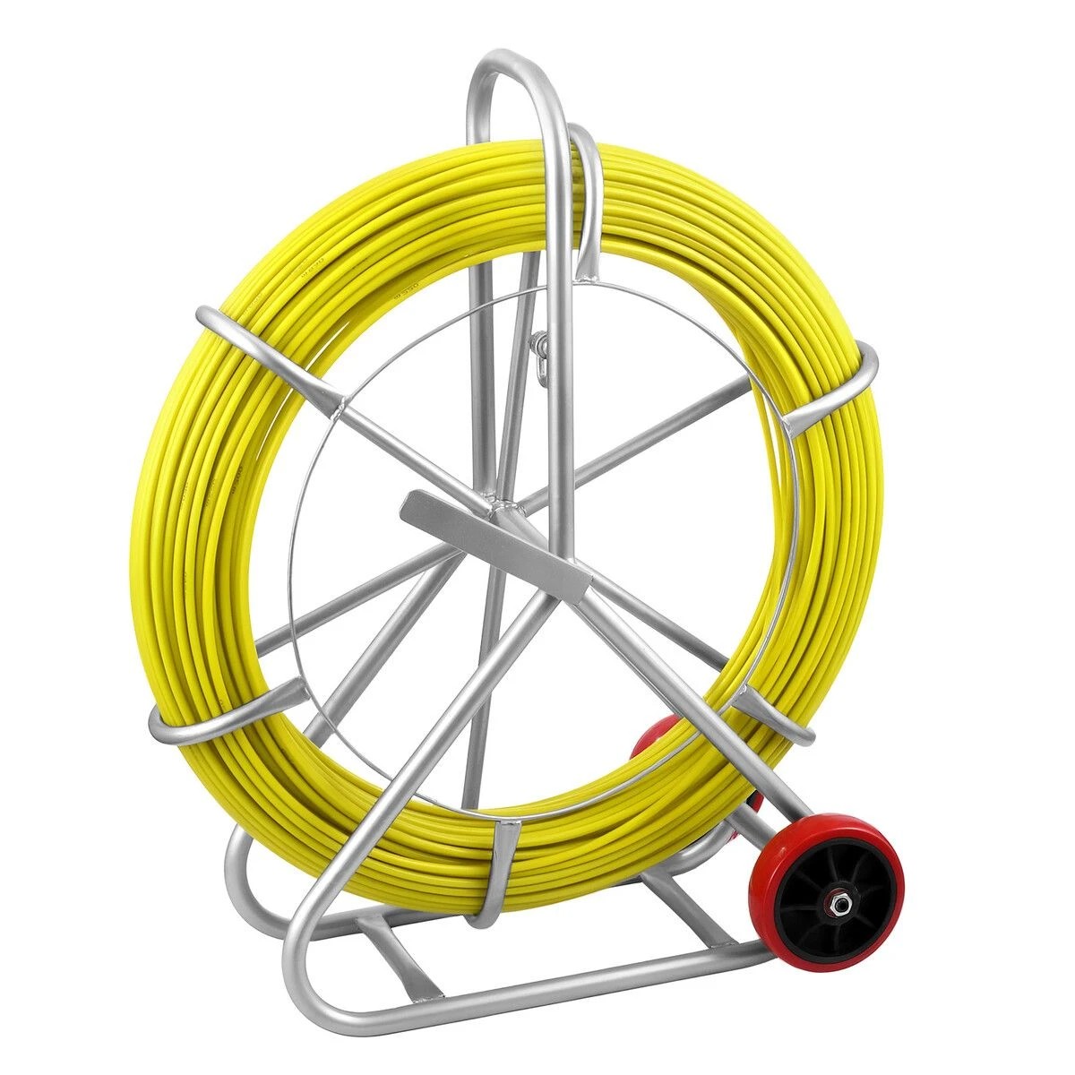 1 Ausway 150mx8mm Fibreglass Duct Rodder Fish Tape Puller with Brake Handle & Heavy-Duty Steel Reel Stand, 1 of 6
