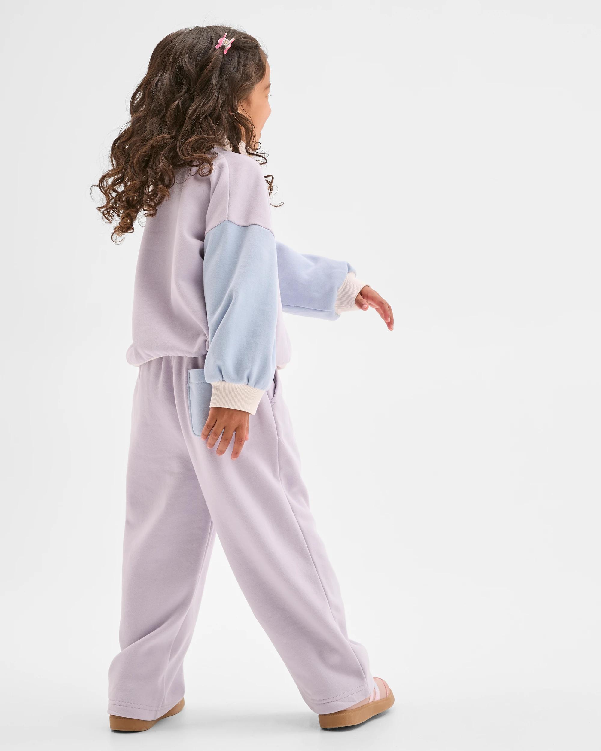 3 Target Kids Australian Cotton Blend Fashion Wide Leg Trackpants PURPLE COLOUR BLOCK, 3 of 5