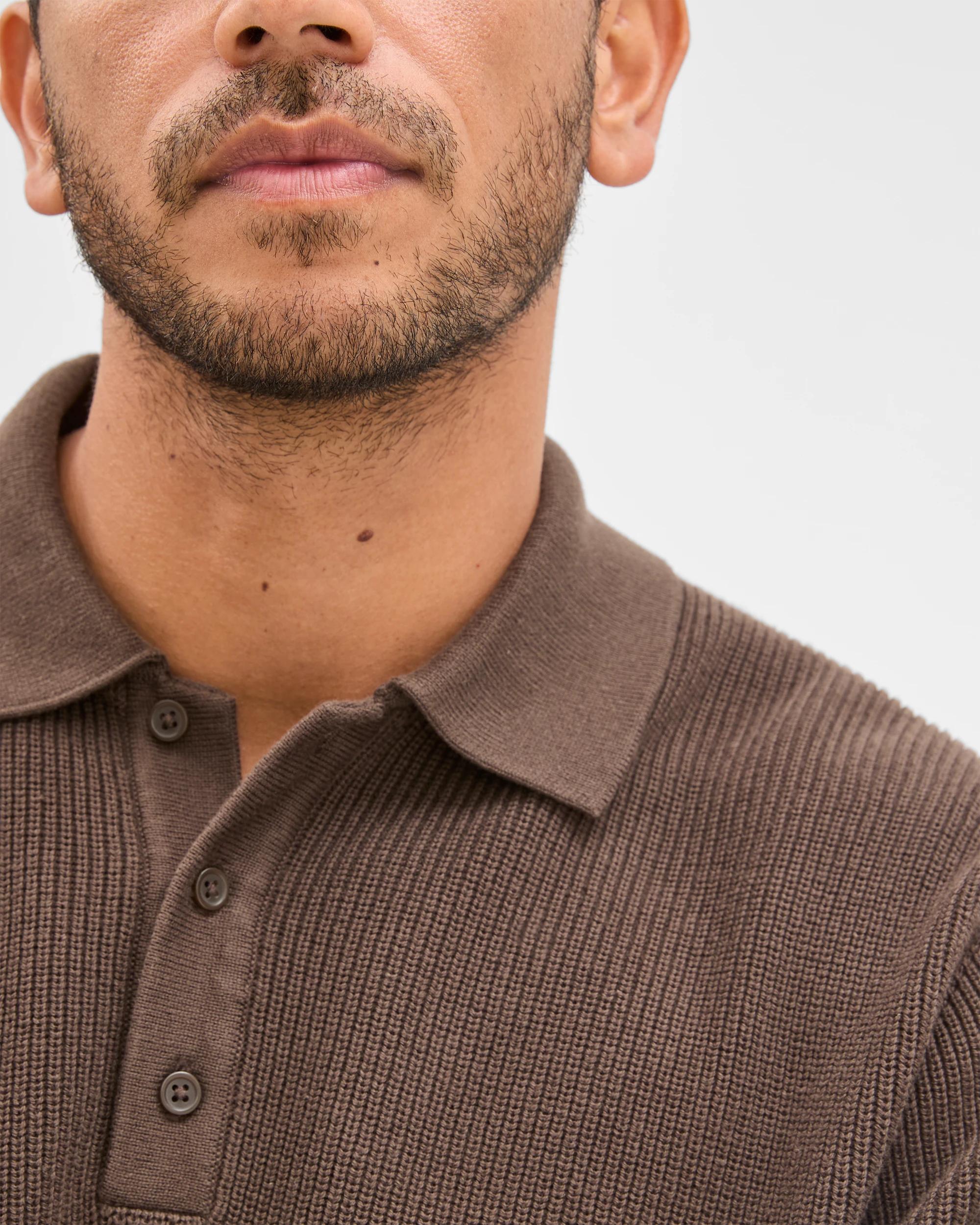 5 Target Man Australian Cotton Lightweight Long Sleeve Polo Neck Knit Jumper CHOCOLATE, 5 of 6