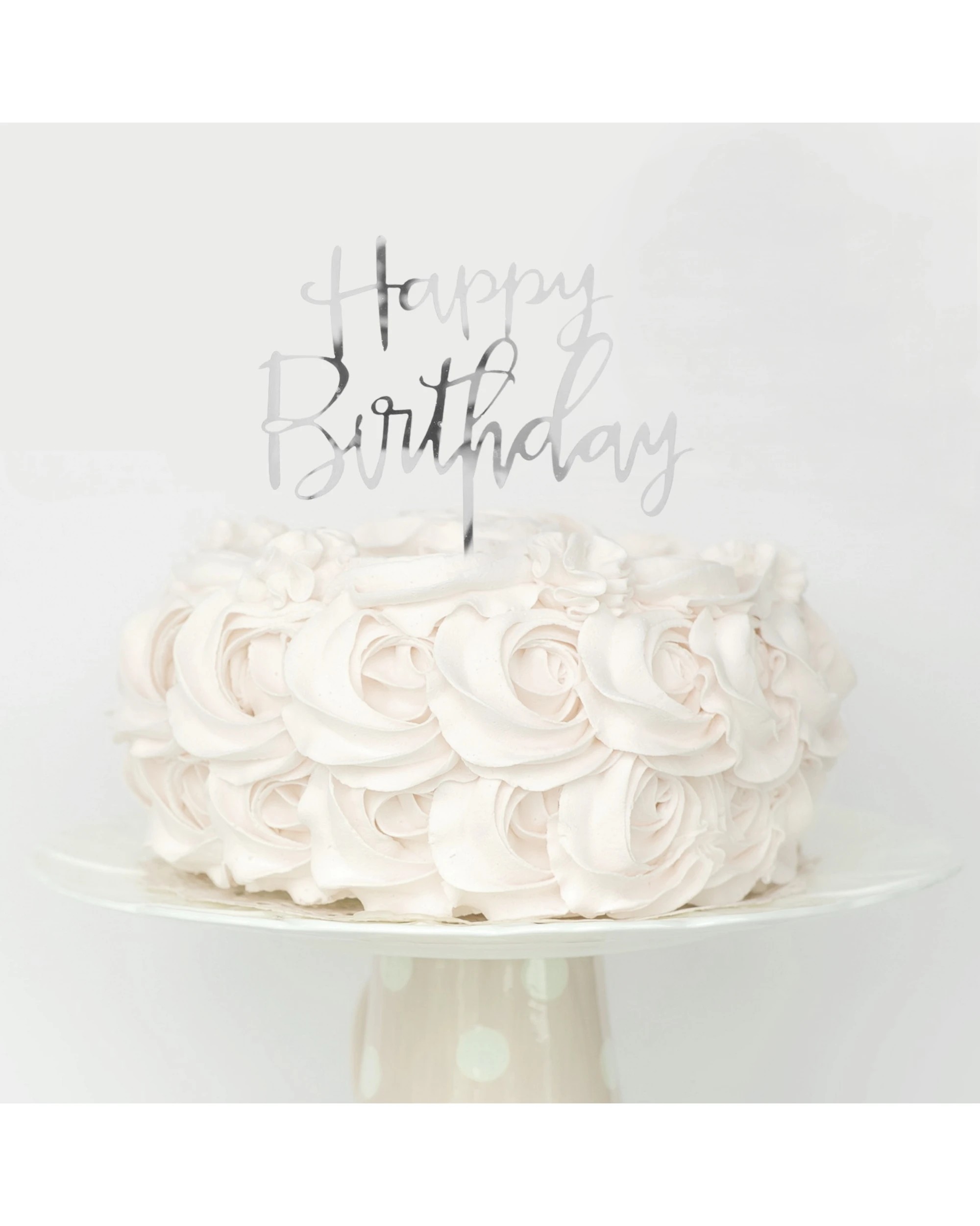 2 JD Party Happy Birthday Mirror Cake Topper - Silver, 2 of 2