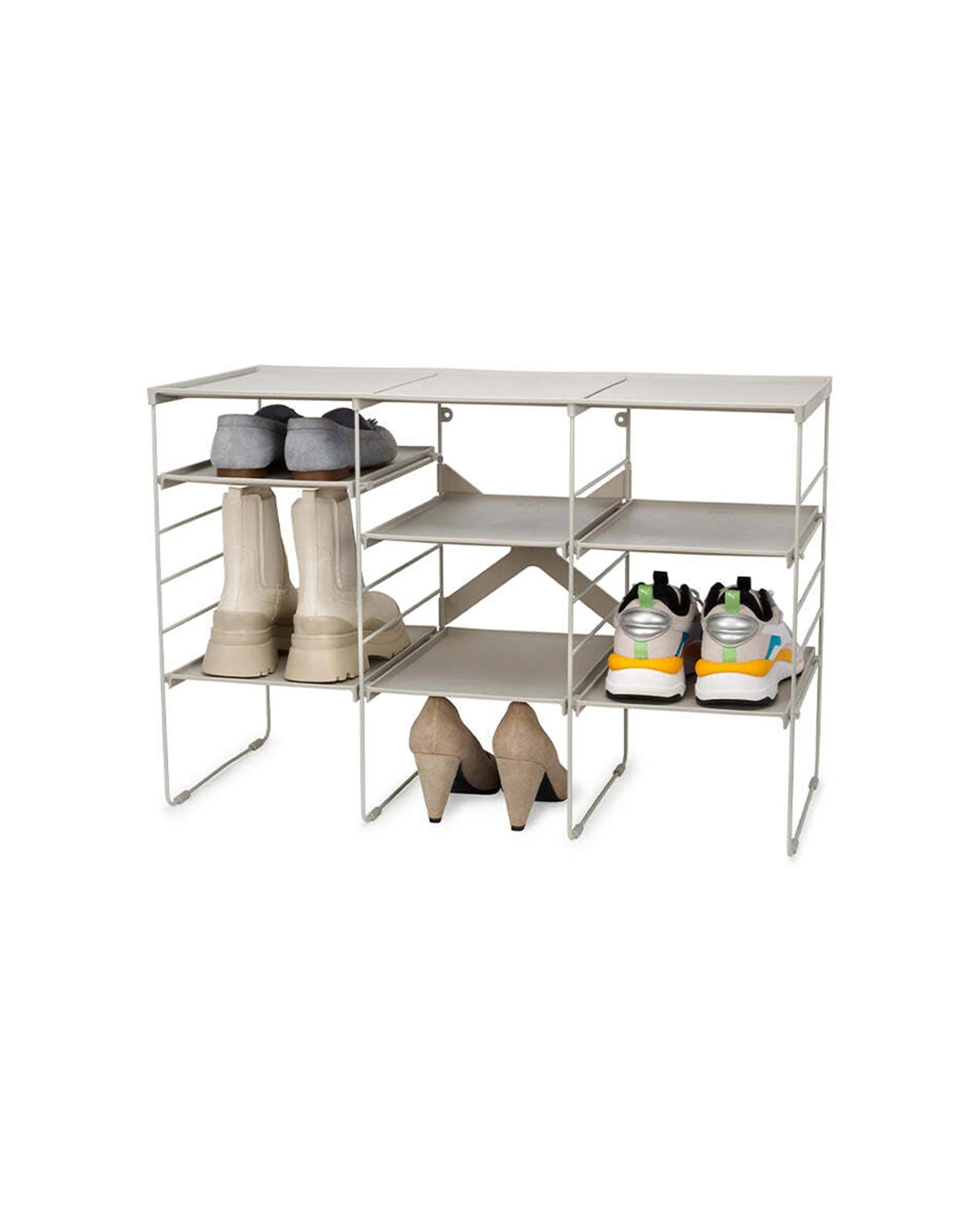 1 Joseph Joseph Level Plus Adjustable Triple Shoe Rack 51cm Stores 12 Pairs Ecru - White, 1 of 6