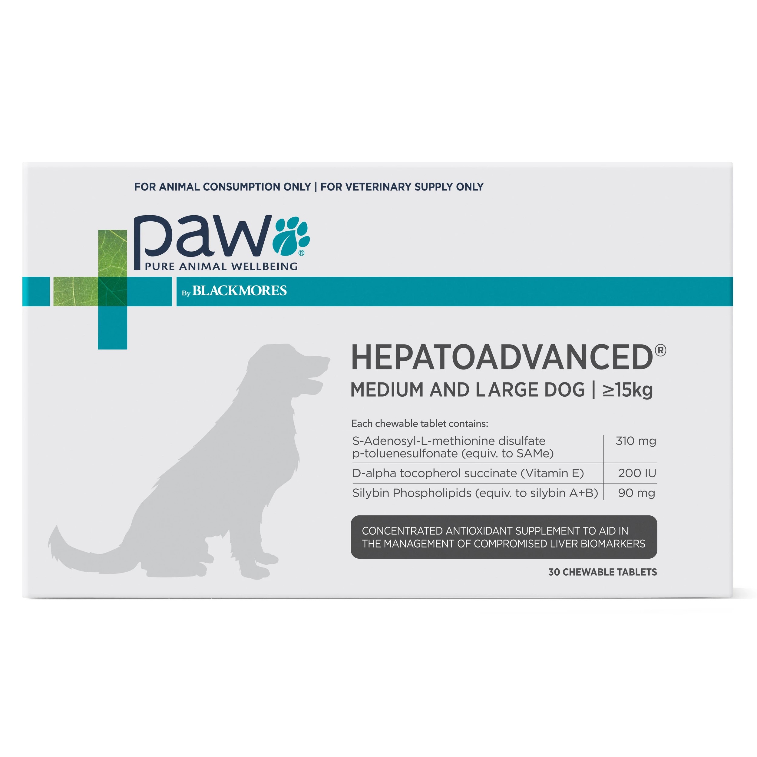 1 Paw By Blackmores Hepatoadvanced Liver Support For Medium & Large Dogs 30 Tablets, 1 of 1