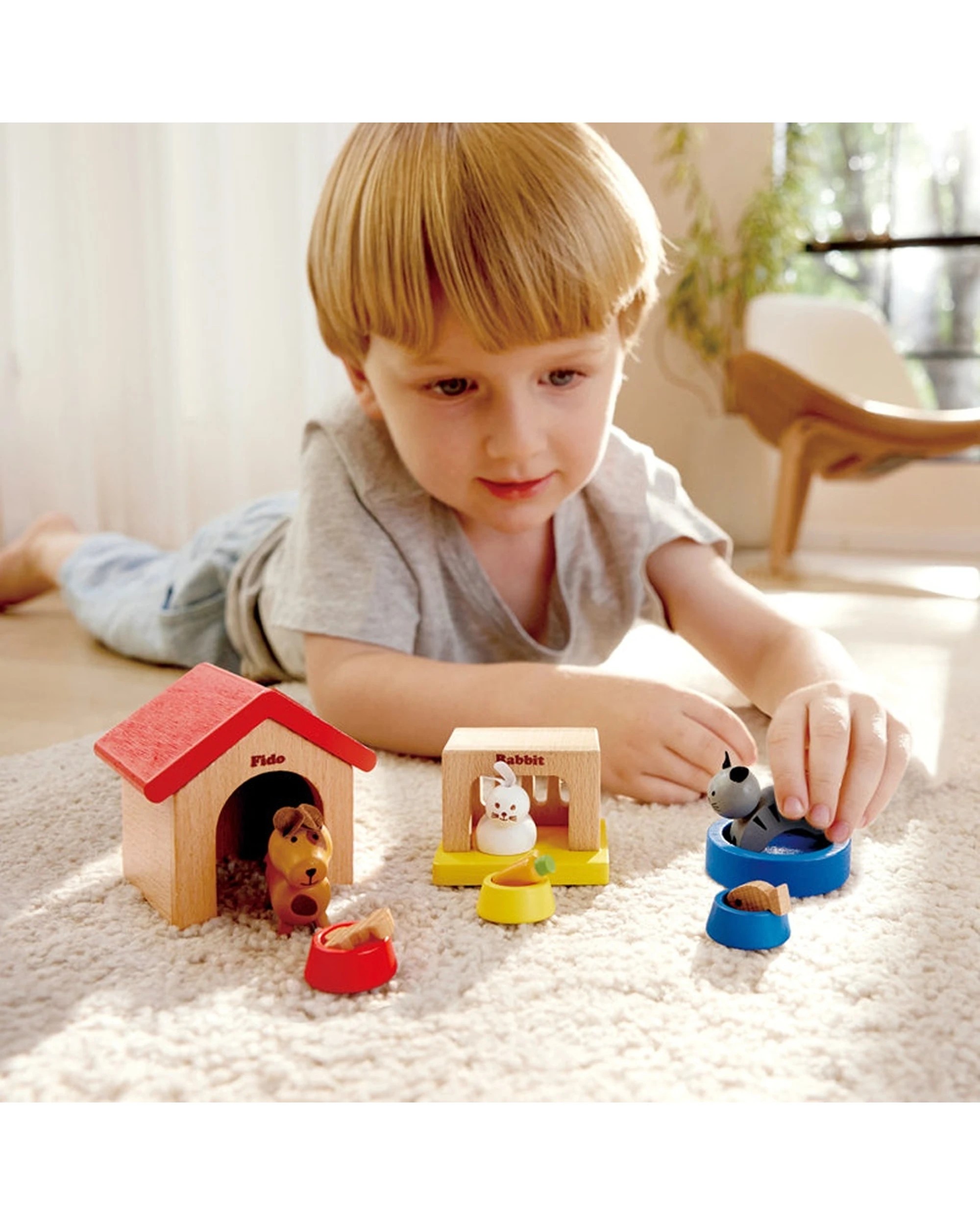 4 Hape Family Pets Wooden Toy Set Rabbit Dog Cat With Accessories - Multi, 4 of 4