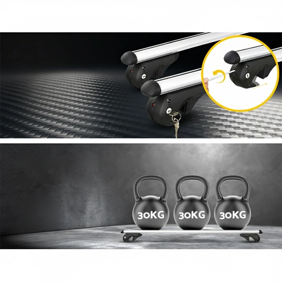 6 Giantz Universal Car Roof Racks Pod Cross Bars Aluminium Adjustable 123cm - Silver, 6 of 7
