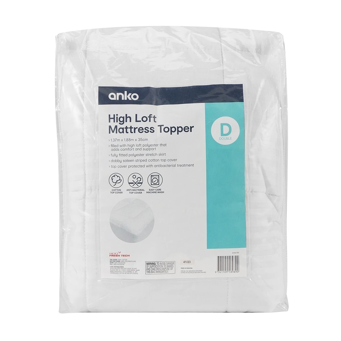 1 High Loft Mattress Topper - Double Bed, White, 1 of 5