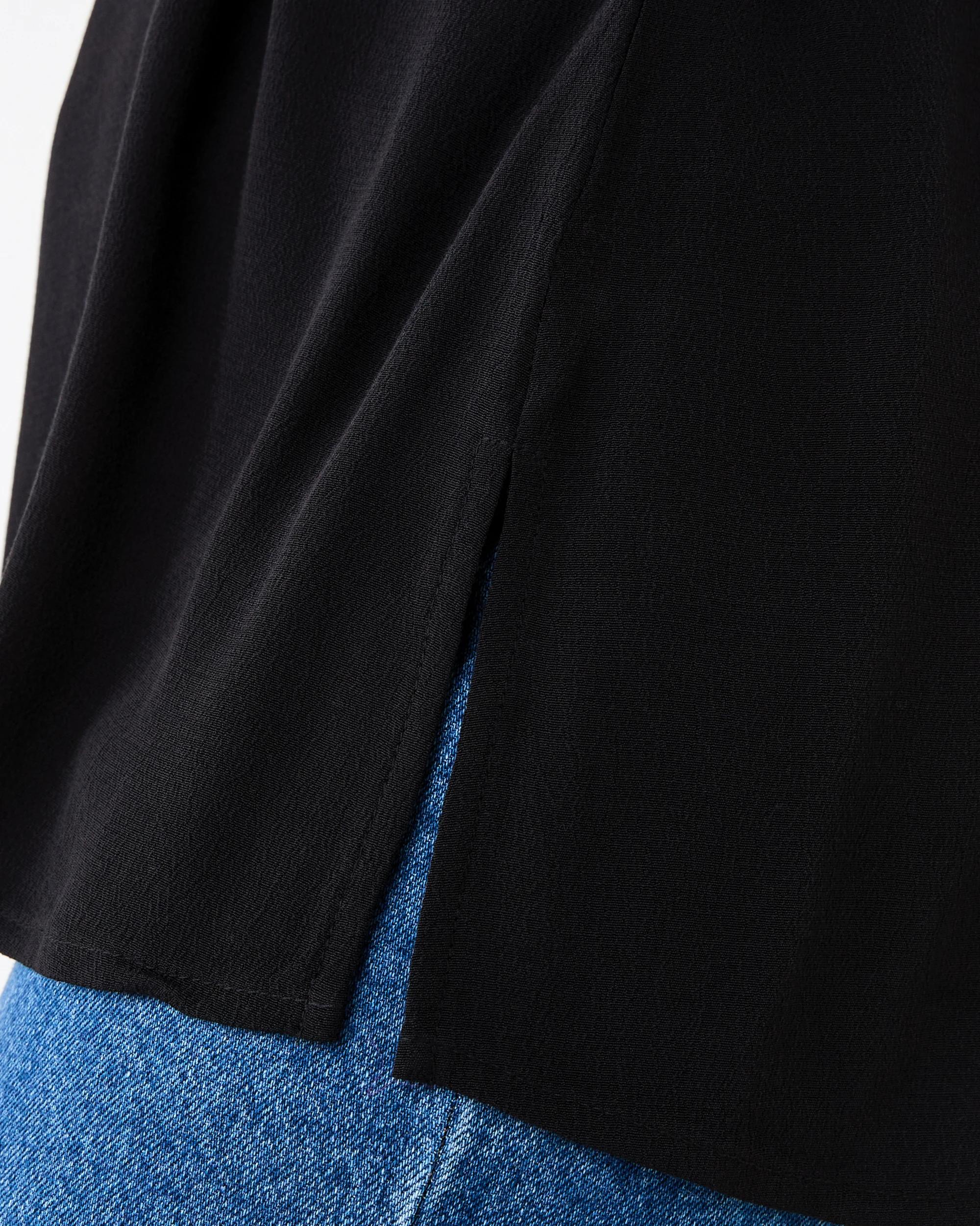 7 Long Sleeve Tie Waist Top Black, 7 of 7