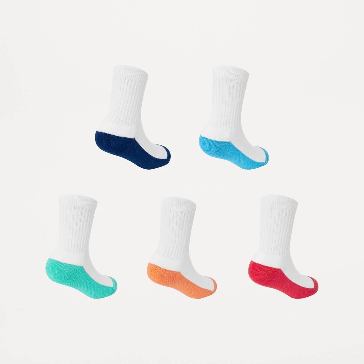 2 5 Pack Active Kids Crew Socks WHITE RAINBOW, 2 of 3