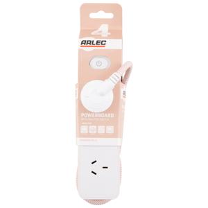 4 Outlet Arlec Powerboard with Master Switch - Pink