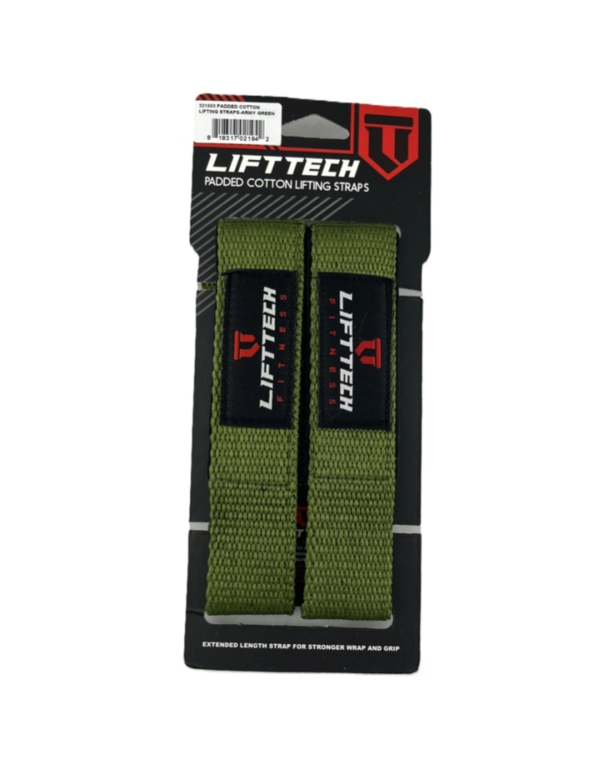 1 Lift-Tech Fitness 2pc Neo-Tech Padded Cotton Wrist Support Lifting Straps 21.5 Inch Army - Green, 1 of 2