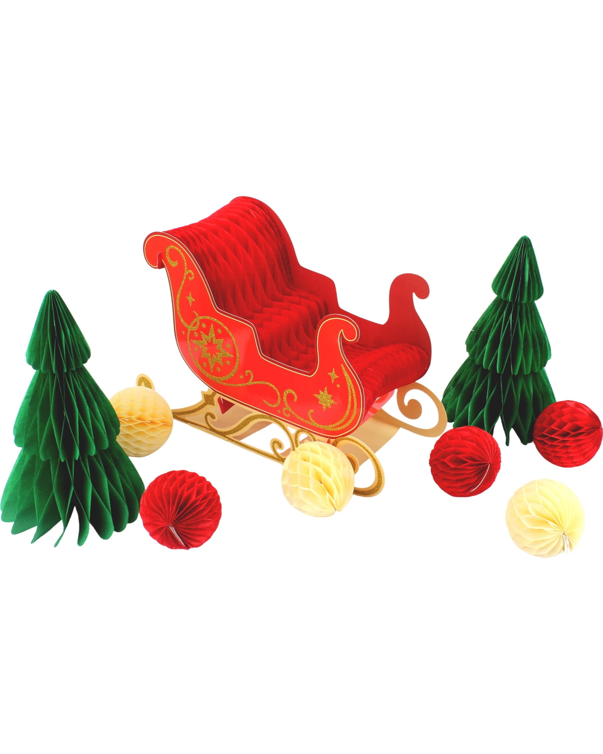 1 Amscan Inc. Christmas Sleigh Honeycomb Centrepieces Set of 9 - Multi, 1 of 1