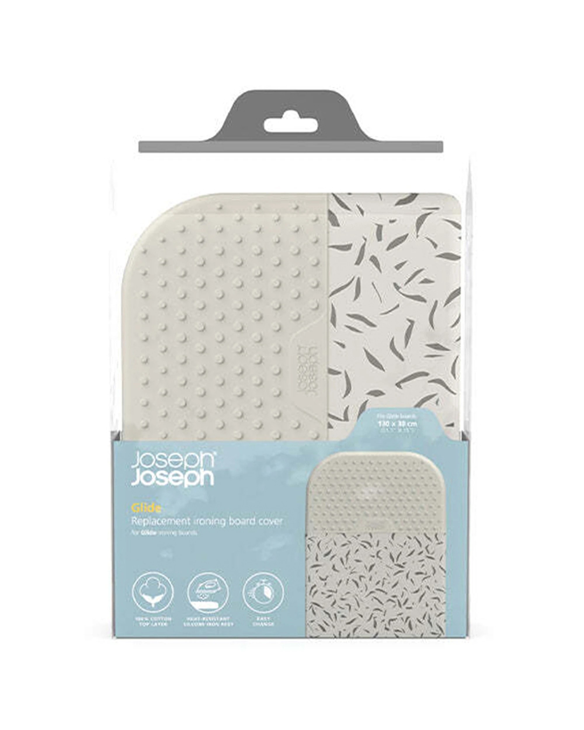 1 Joseph Joseph Glide Cotton Ironing Board Cover Replacement 130x38cm Ecru - White, 1 of 4