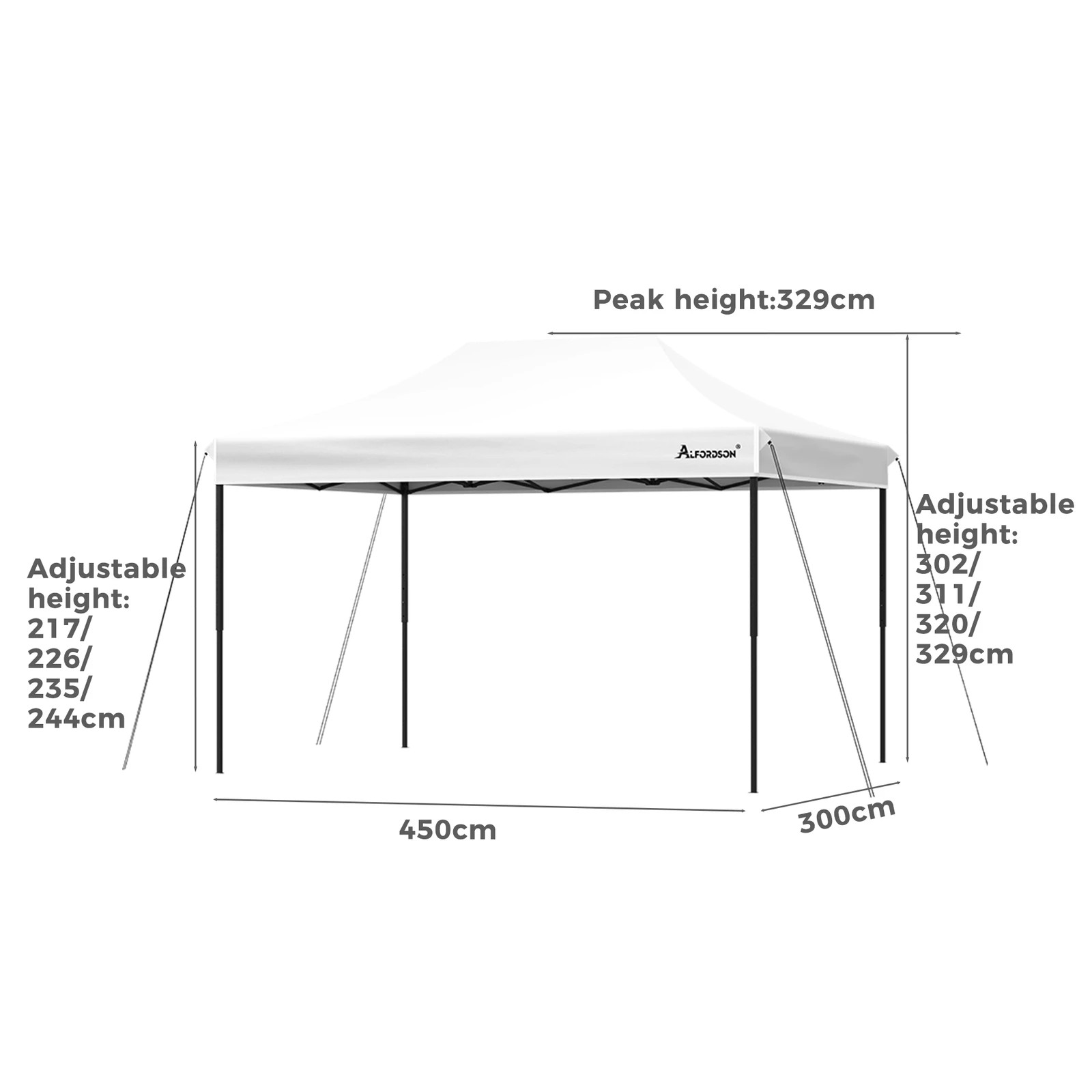 9 Alfordson Gazebo 4.5x3m Pop Up Marquee 600D Oxford Folding Outdoor Tent - White, 9 of 9