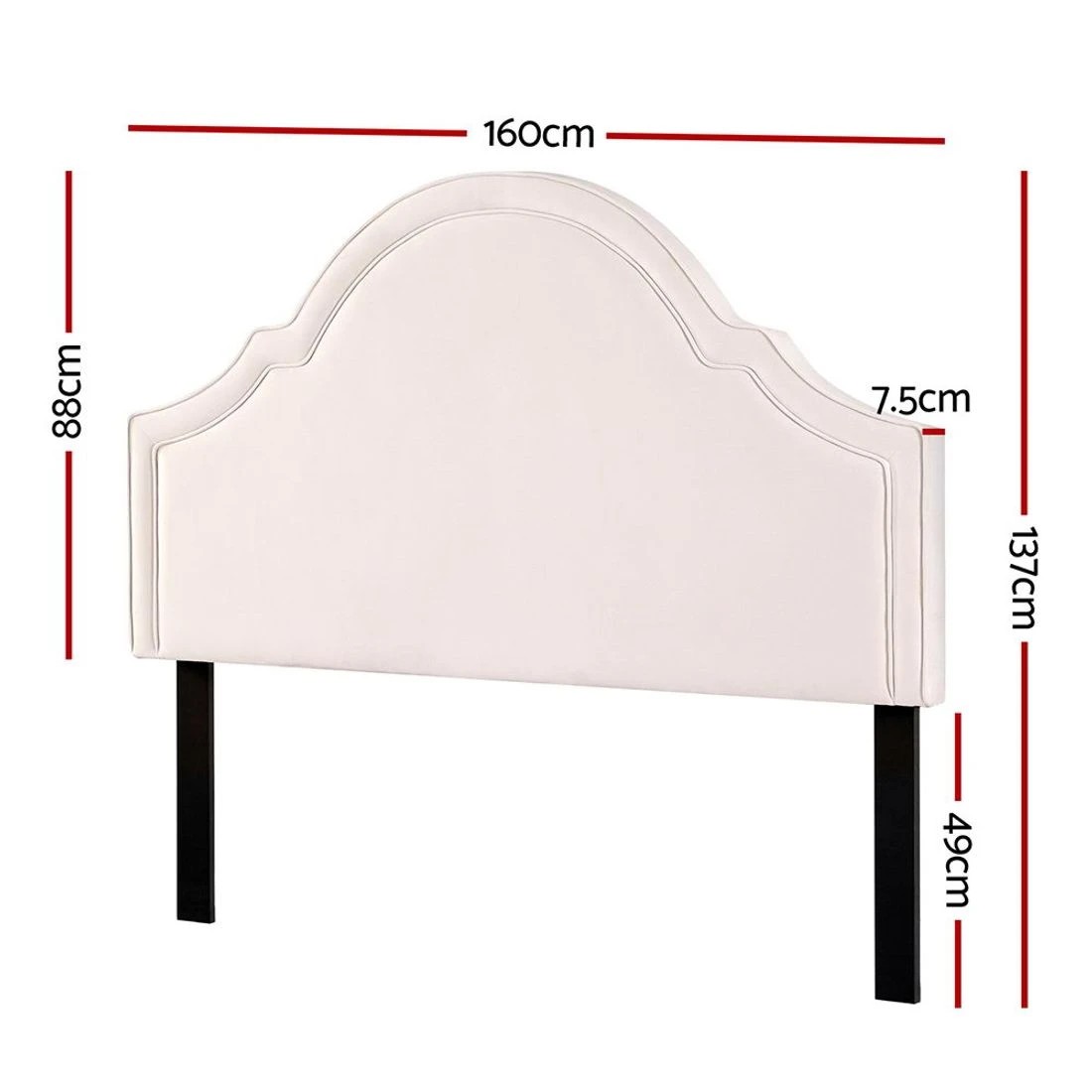 4 Artiss Bed Frame Bed Head Headboard Queen - Beige, 4 of 5