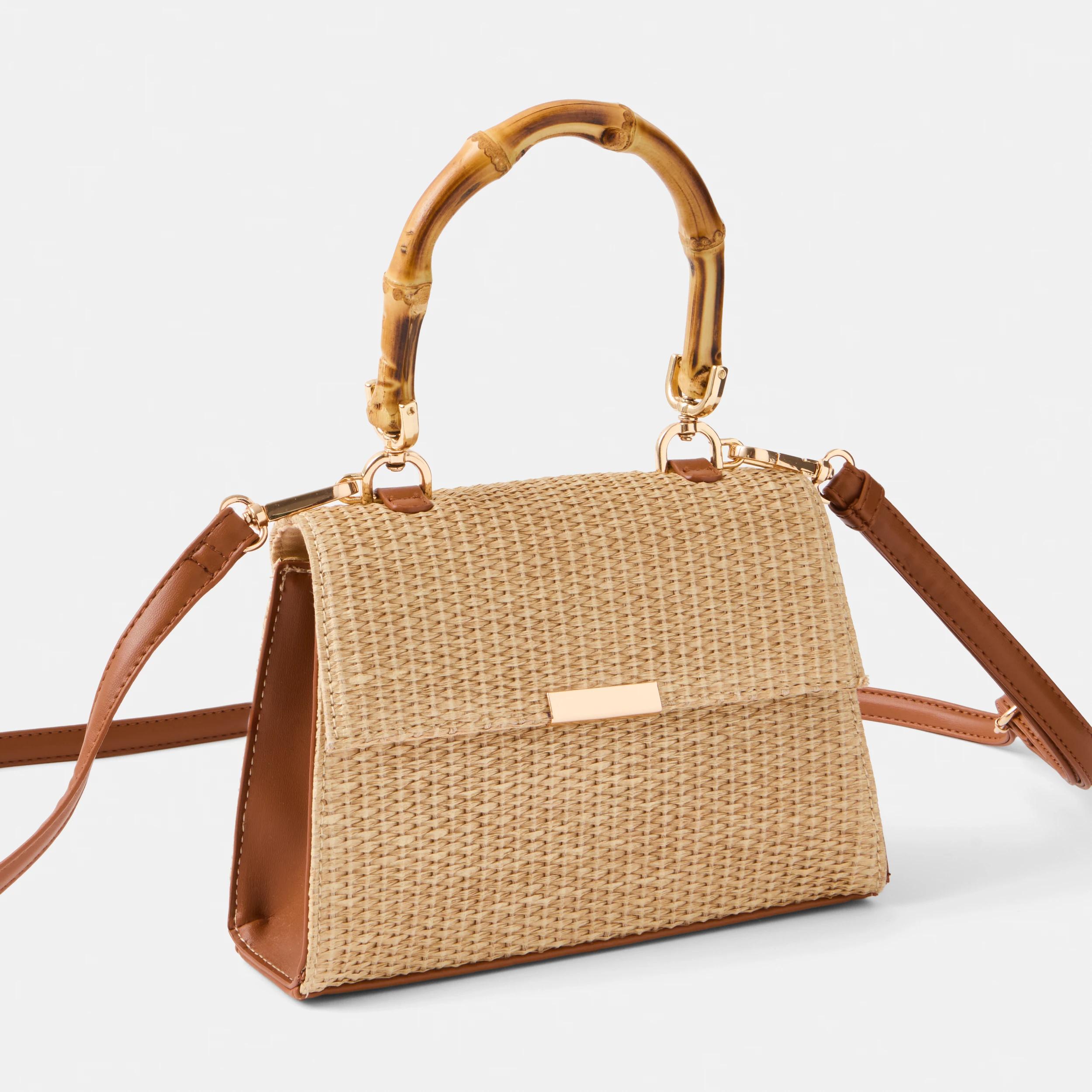 2 Bamboo Top Handle Crossbody Bag Natural, 2 of 7