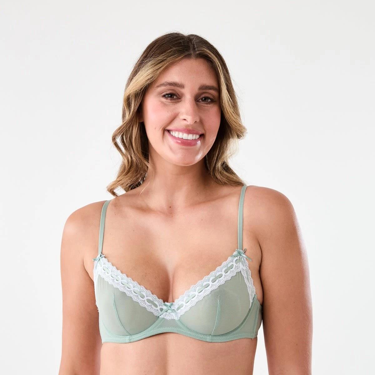 1 Co-ordinated Ribbon Trim Soft Cup Bra Ice Grn, 1 of 6