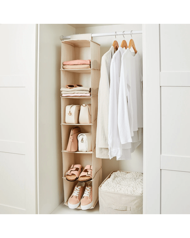 6 Shelf Linen Look Hanging Organ