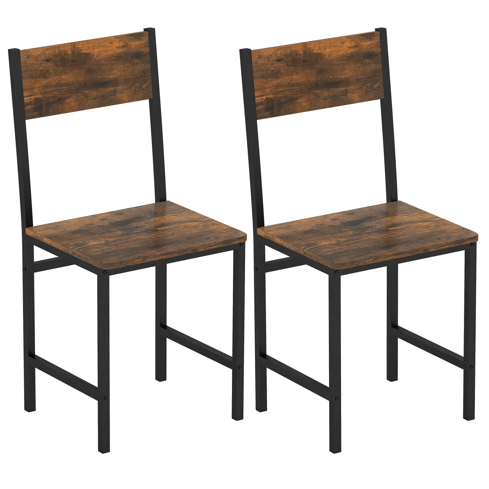 1 Costway 2PCS Dining Chairs Metal Frame Accent Chairs w/Wide Comfy Seat & High Curved Back - Brown, 1 of 1