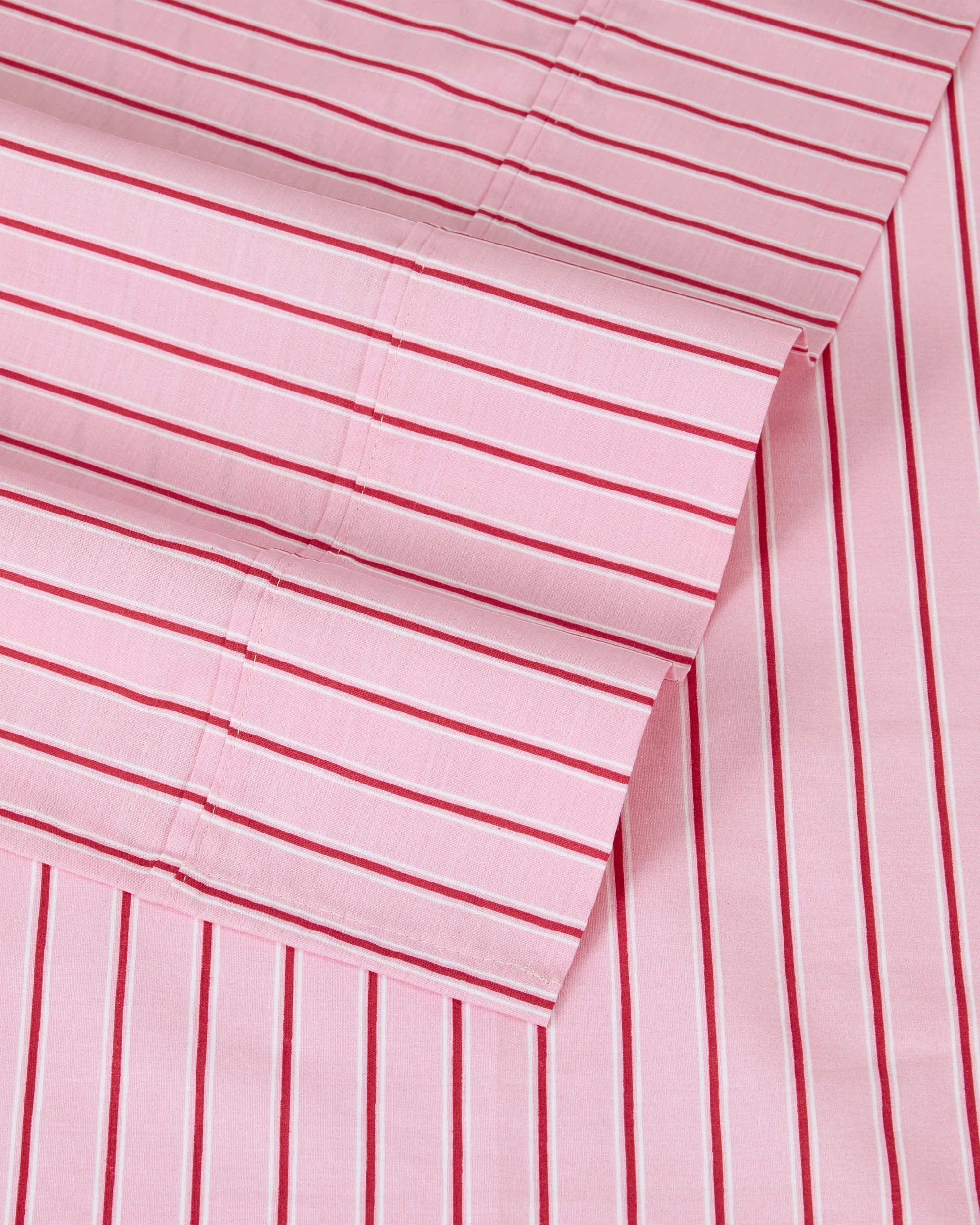 4 225 Thread Count Cotton Stripe Sheet Set - Queen Bed, Pink, 4 of 6