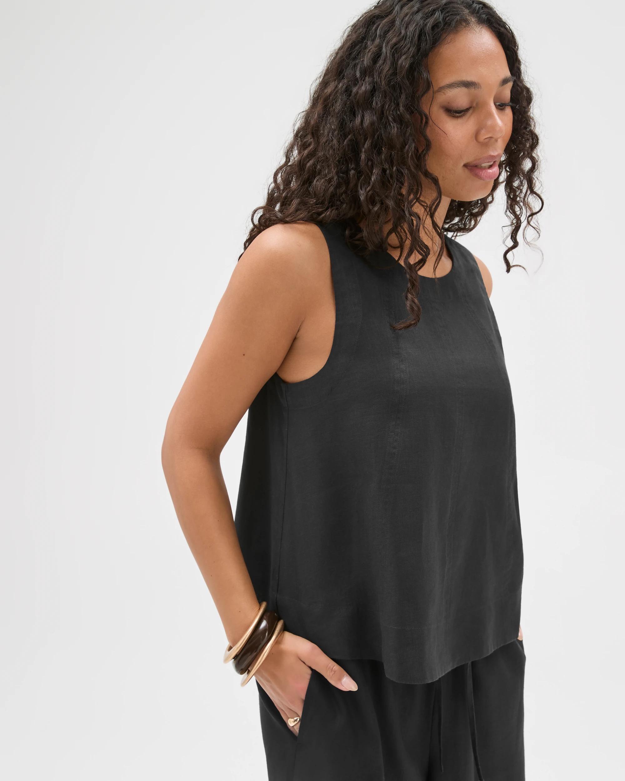 3 Target Woman European Linen Swing Tank Top BLACK, 3 of 7