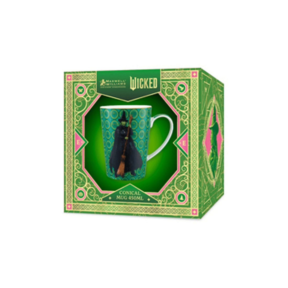 3 Maxwell & Williams Wicked Magical Conical Ceramic Mug 450ml Elphaba Design
 - Multi, 3 of 3