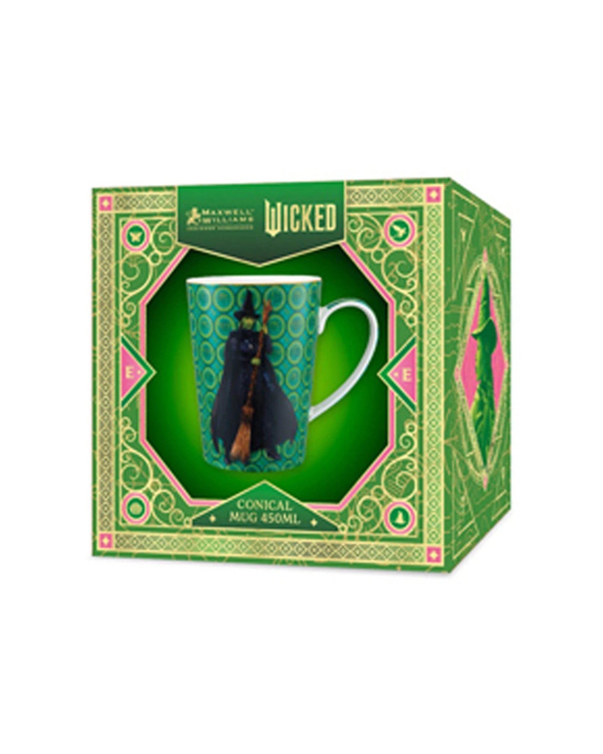 3 Maxwell & Williams Wicked Magical Conical Ceramic Mug 450ml Elphaba Design
 - Multi, 3 of 3