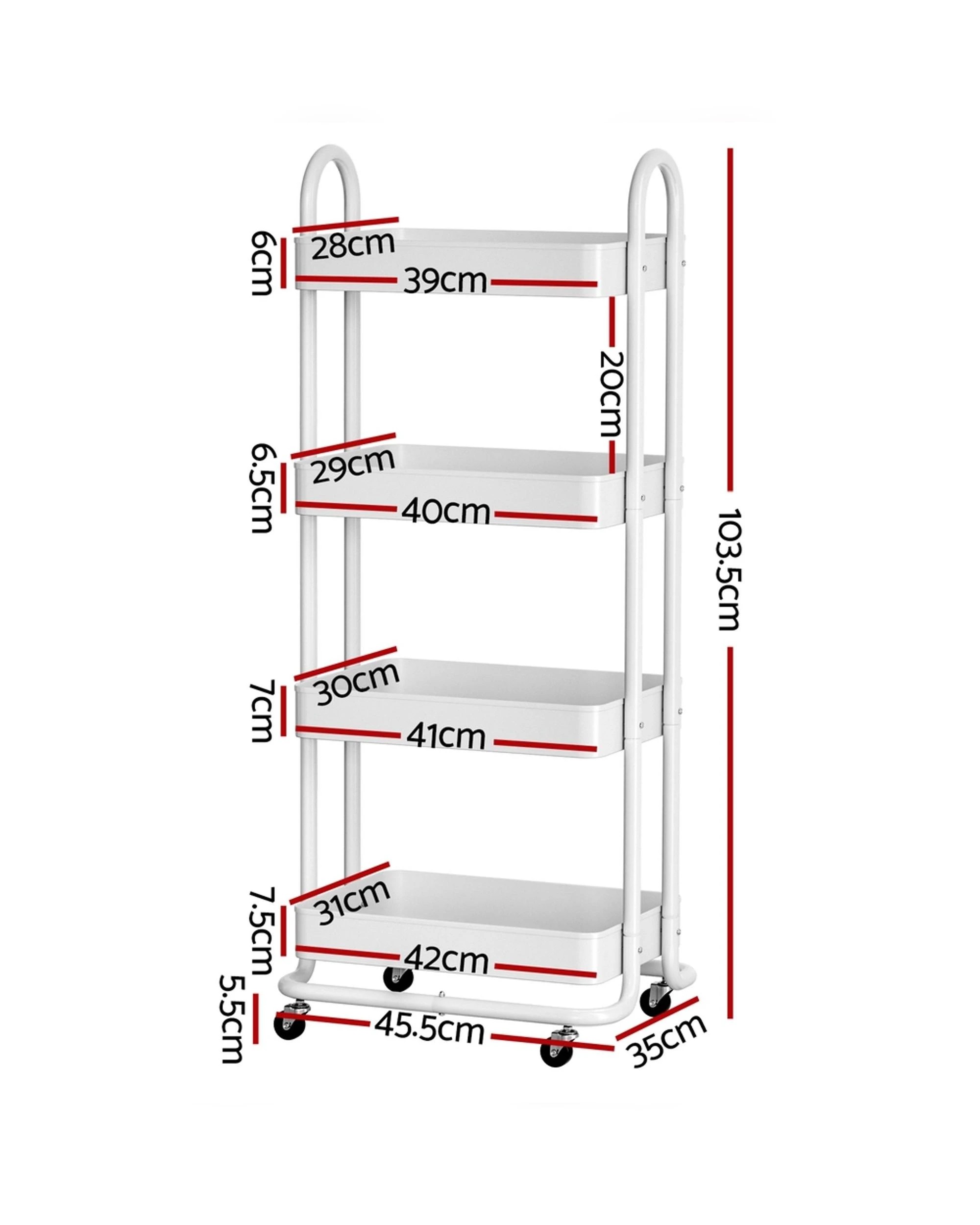 3 Artiss Storage Trolley Kitchen Cart 4 Tiers
 - White, 3 of 4