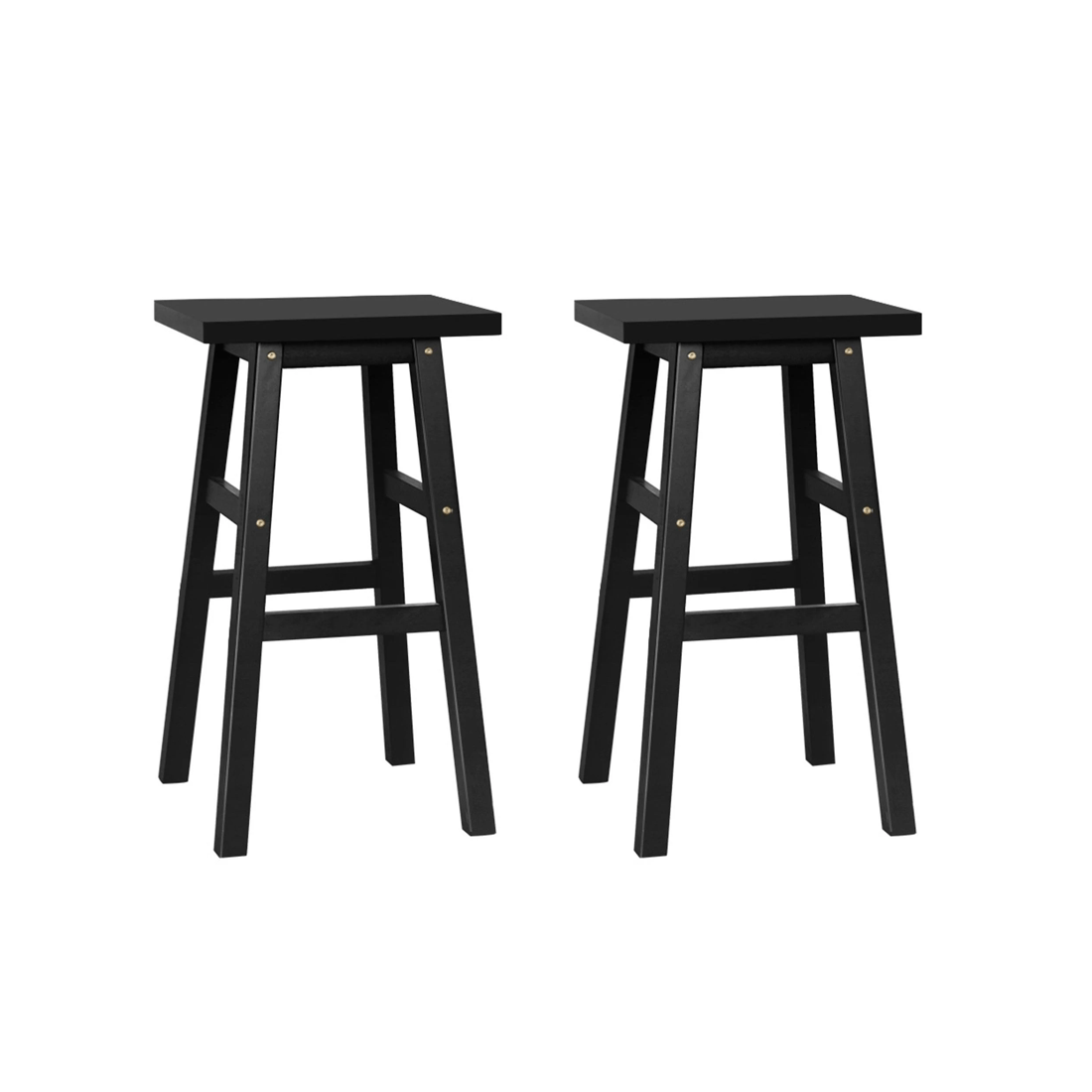 1 Artiss 2x Bar Stools Kitchen Chairs Wooden - Black, 1 of 8