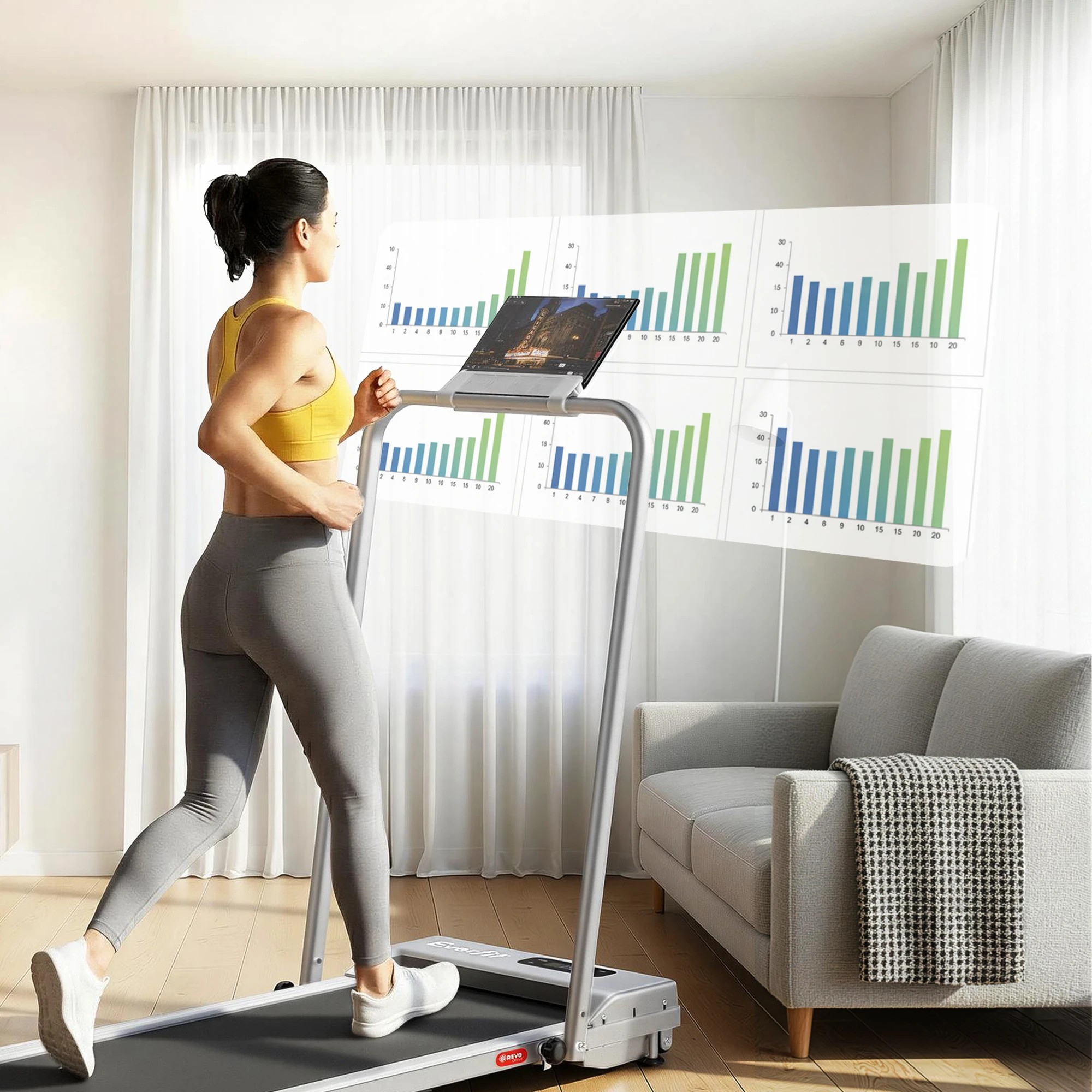 6 Everfit 3 in 1 Walking Pad Treadmill 12% Incline Under Desk Foldable Treadmills for Home 38cm - Silver, 6 of 9
