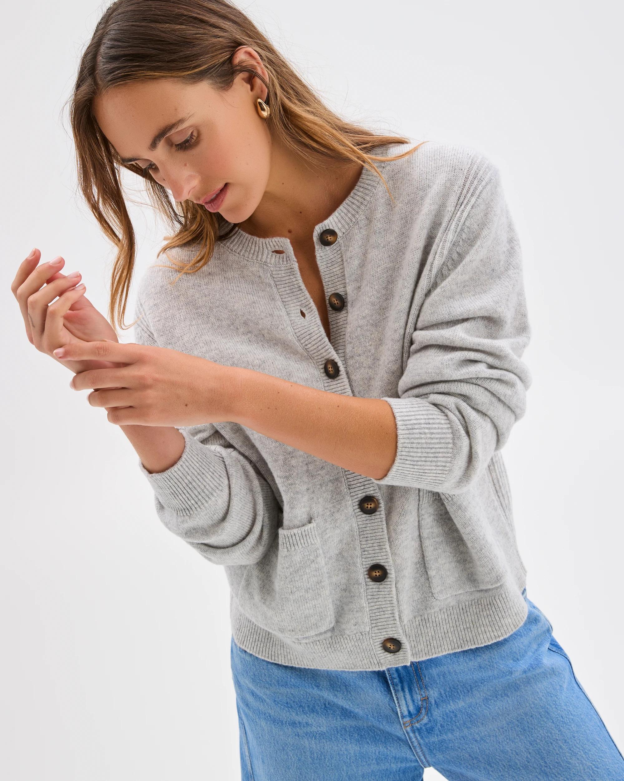 4 Target Woman Australian Lambswool Cardigan LIGHT GREY MARLE, 4 of 9