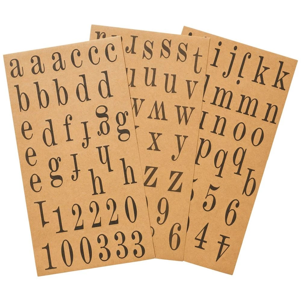 2 Born Alphabet Stickers Kraft Black 3 Sheets, 2 of 2