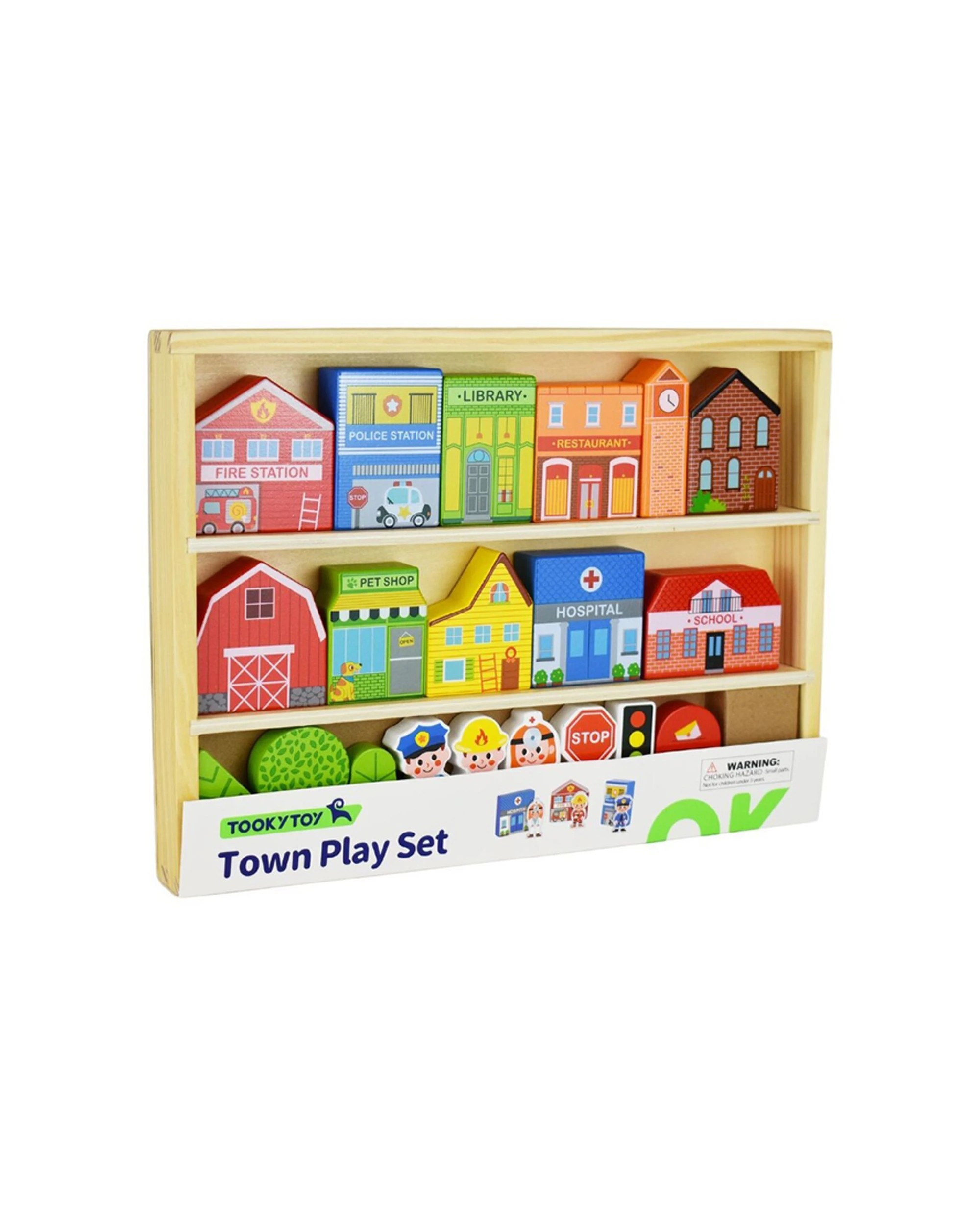 6 Tooky Toy 21pc Town Play Set Wooden Case Kids Pretend Playset Toys - Multi, 6 of 7