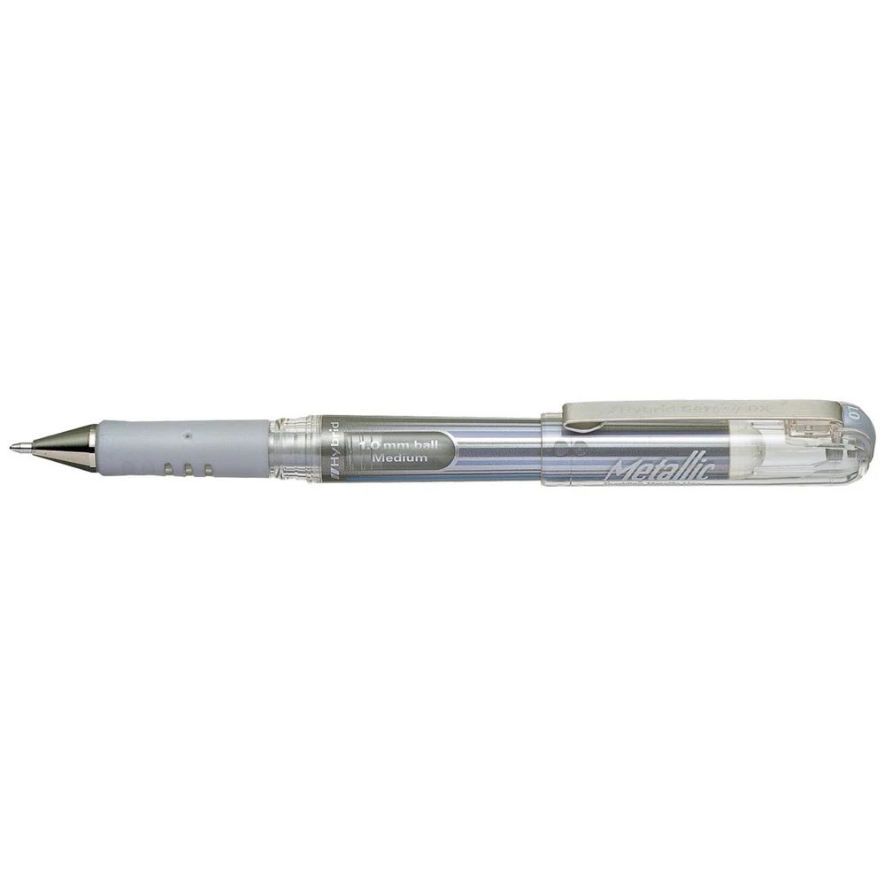 1 Pentel Hybrid DX K230M Gel Grip Pen Metallic Silver, 1 of 1